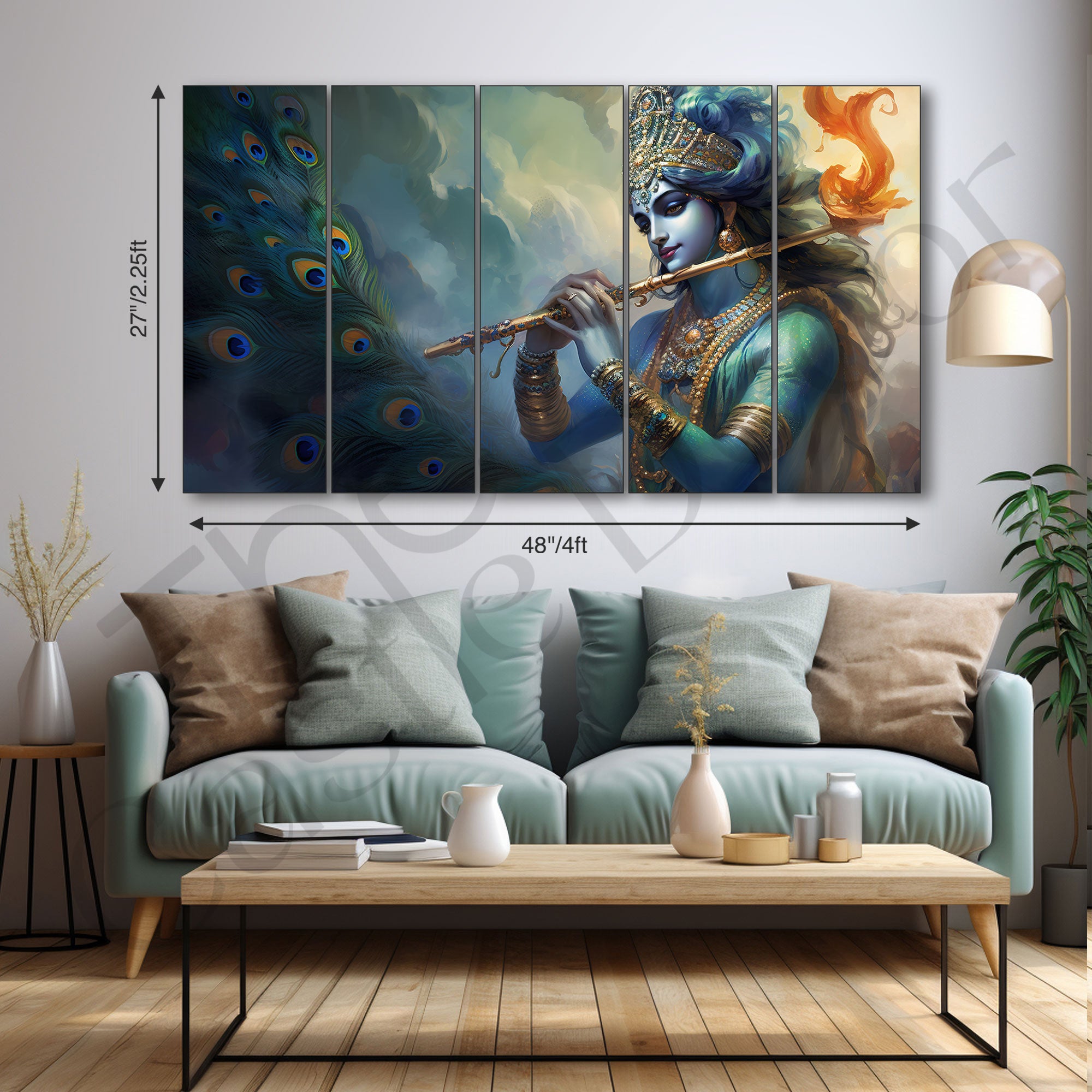 Krishna Ji Painting with frame Big Size Wall Art for living room,Bedroom,Drawing room,Hotels