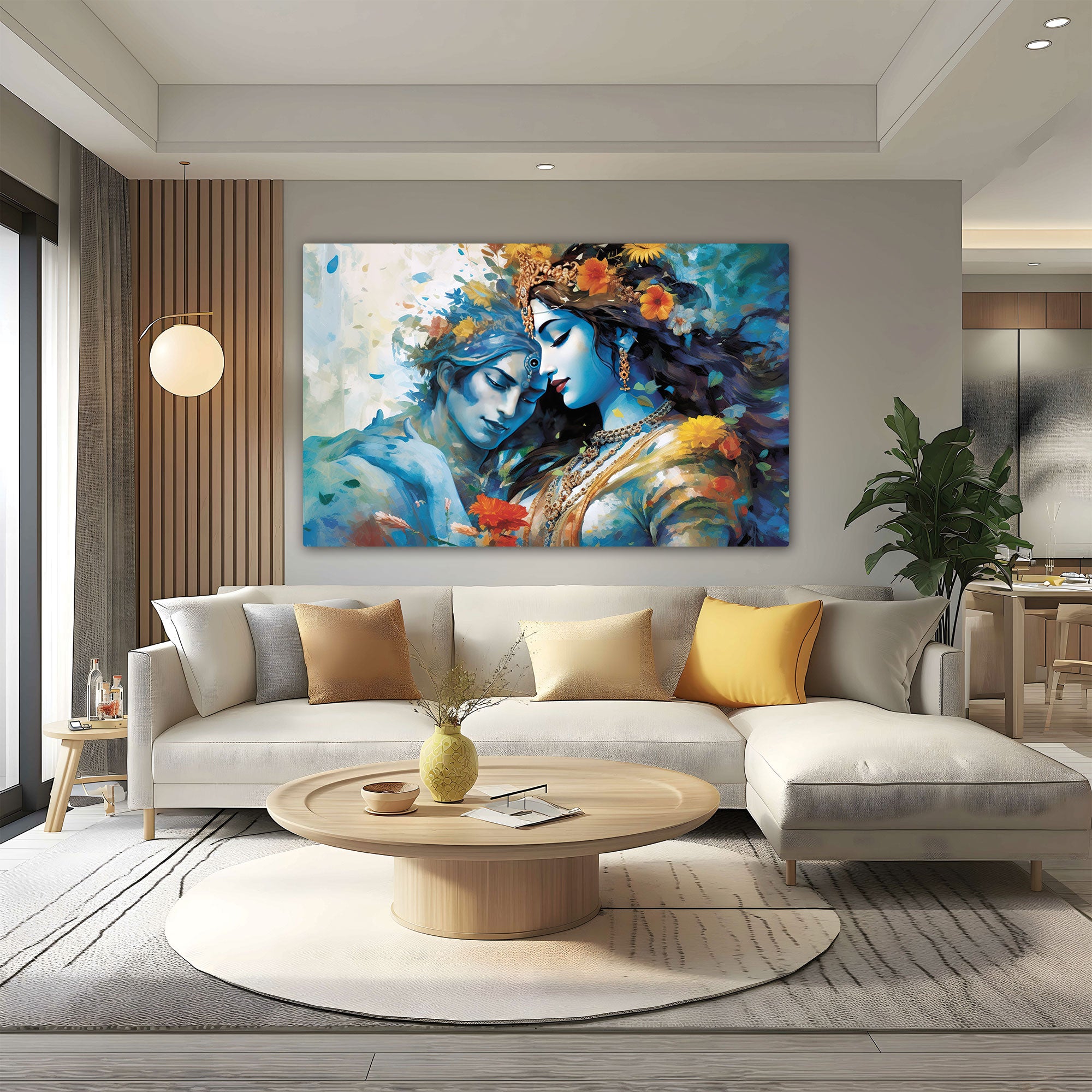 Radha krishan Canvas painting with frame Big Size Wall Art for living room,Bedroom,Drawing room,Hotels