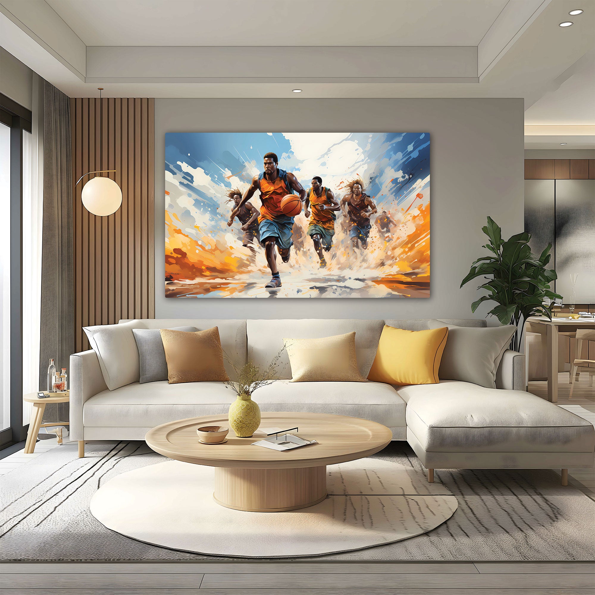 Basketball Canvas painting with frame Big Size Wall Art for living room,Bedroom,Drawing room,Hotels
