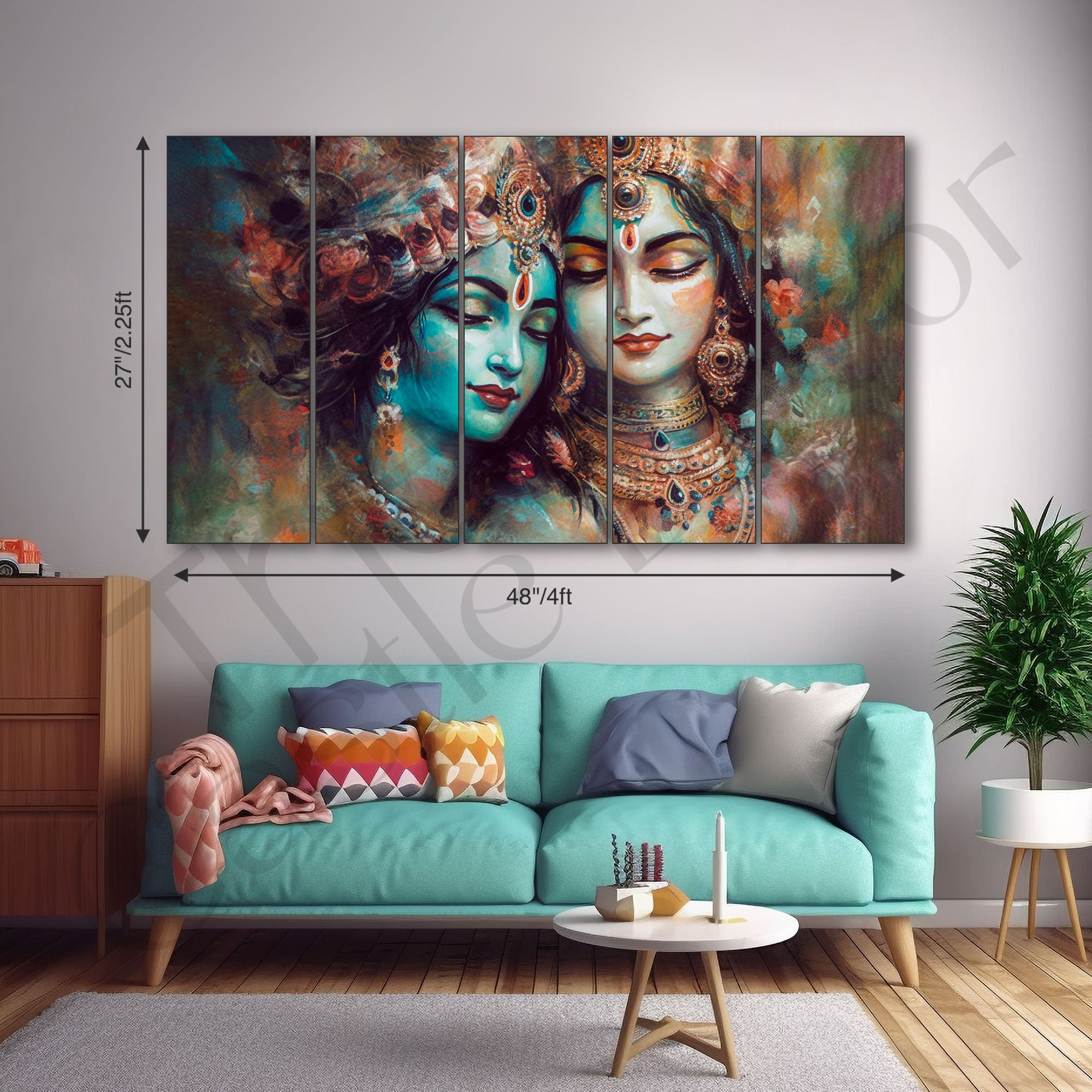Radha Krishna Painting with frame Big Size Wall Art for living room,Bedroom,Drawing room,Hotels