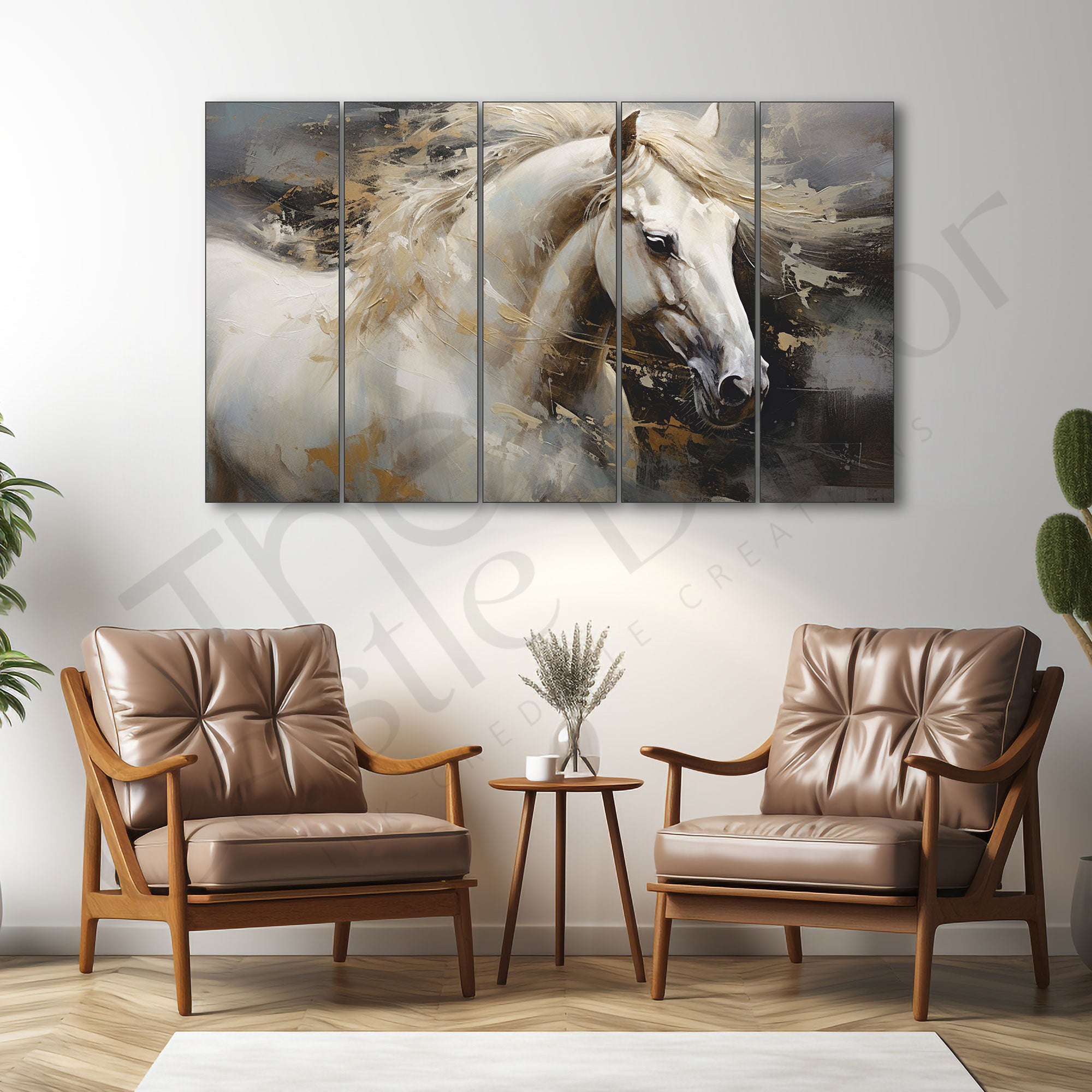 Modern Horse Painting Set of 5 for Home Decoration 27x48"