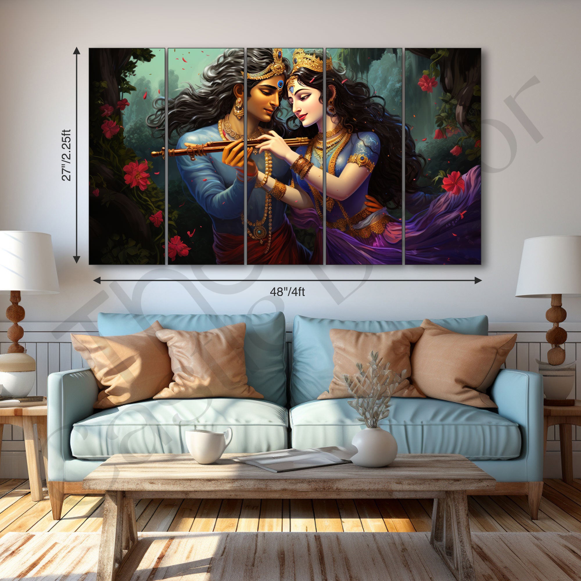 Radha Krishna Painting with frame Big Size Wall Art for living room,Bedroom,Drawing room,Hotels
