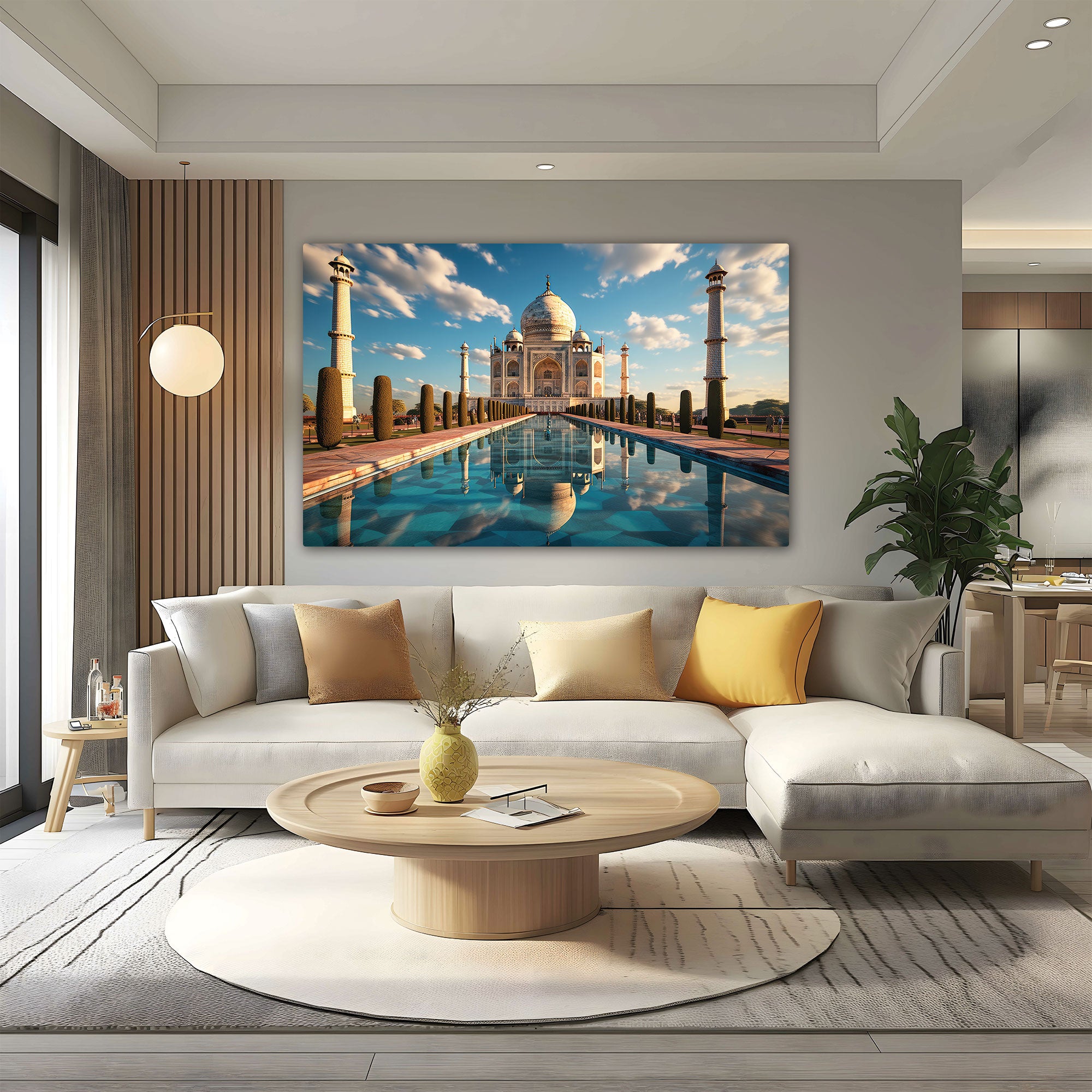 Taj mahal Canvas painting with frame Big Size Wall Art for living room,Bedroom,Drawing room,Hotels