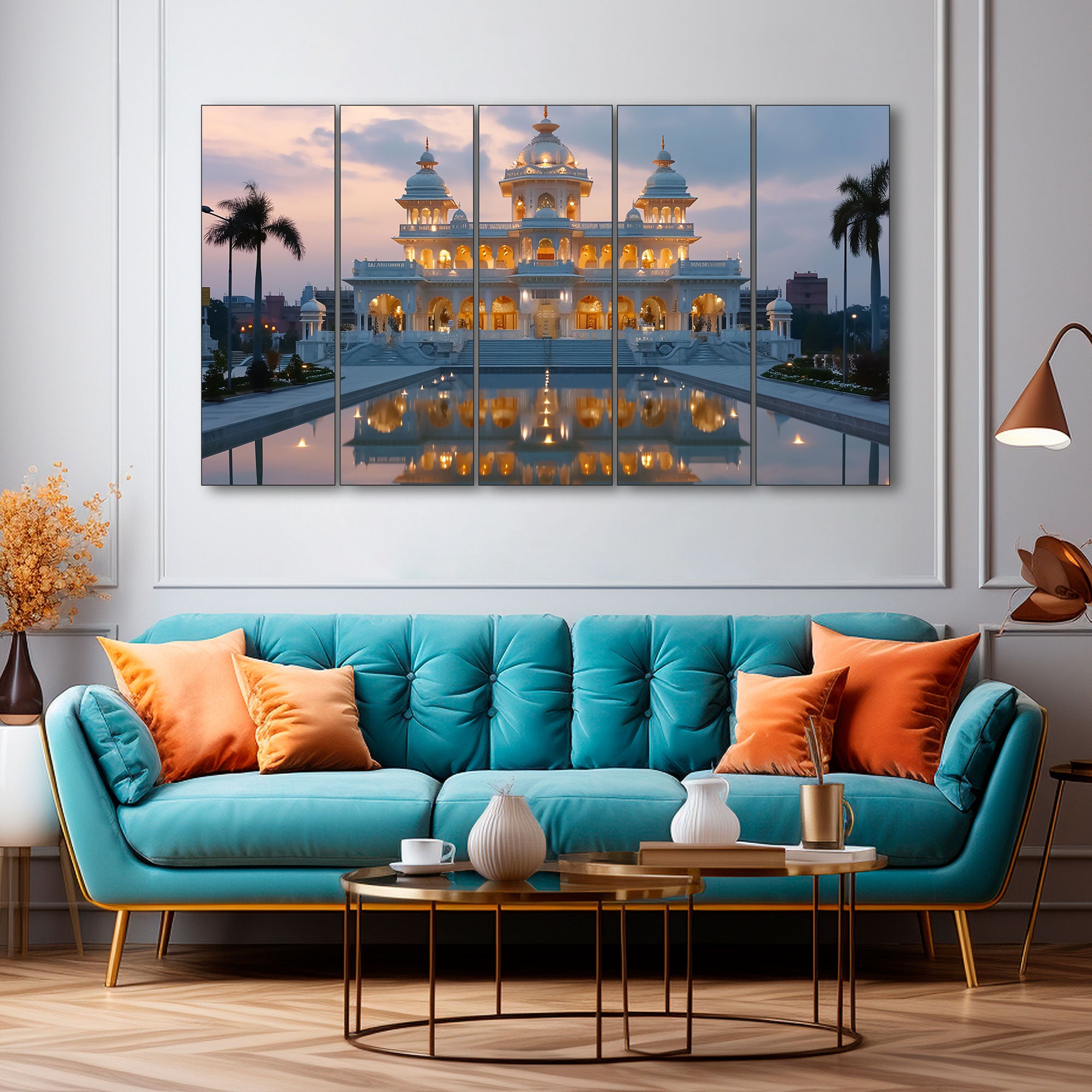 Ram Mandir Painting with frame Big Size Wall Art for living room,Bedroom,Drawing room,Hotels