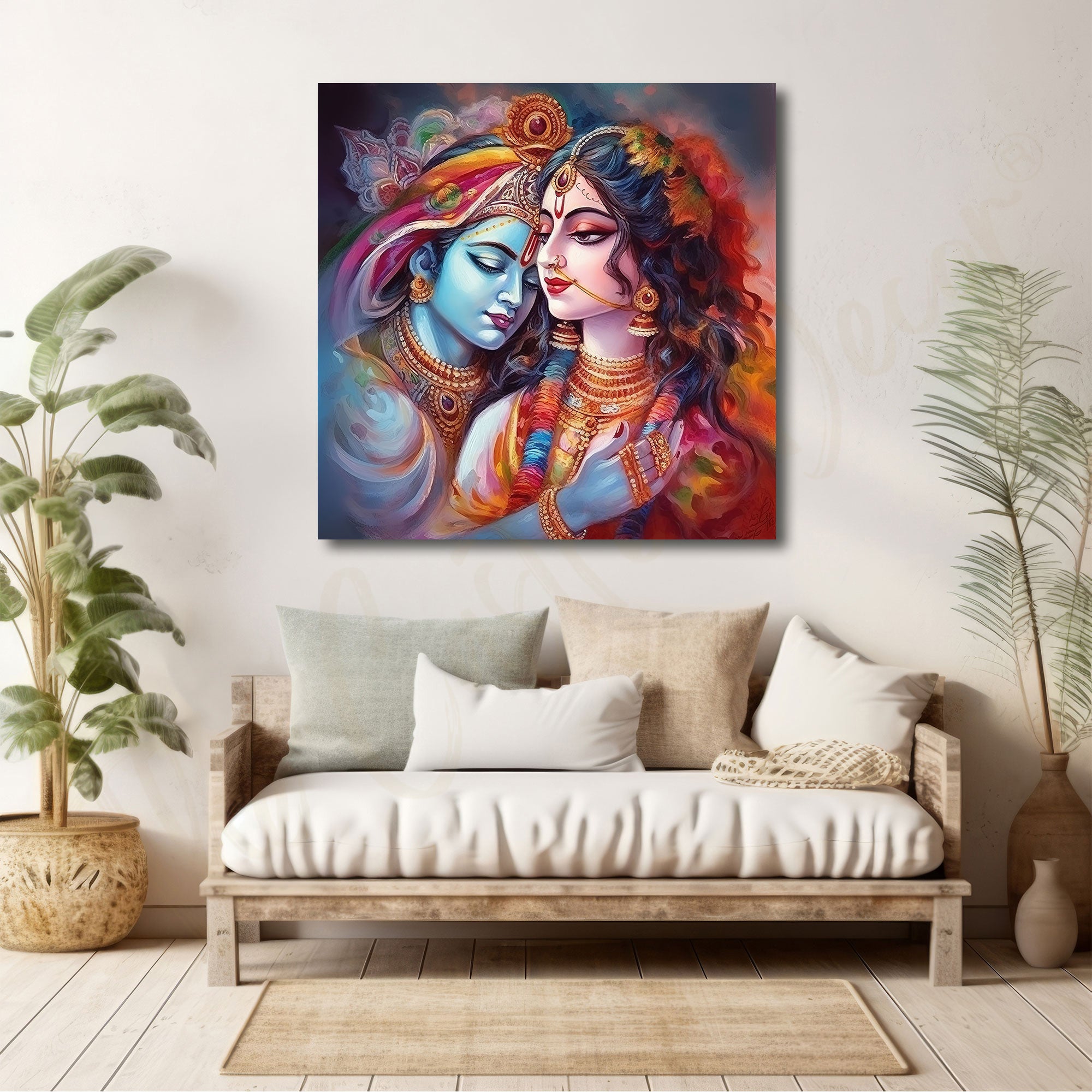 Radha krishan painting with frame Big Size Wall Art for living room,Bedroom,Drawing room,Hotels