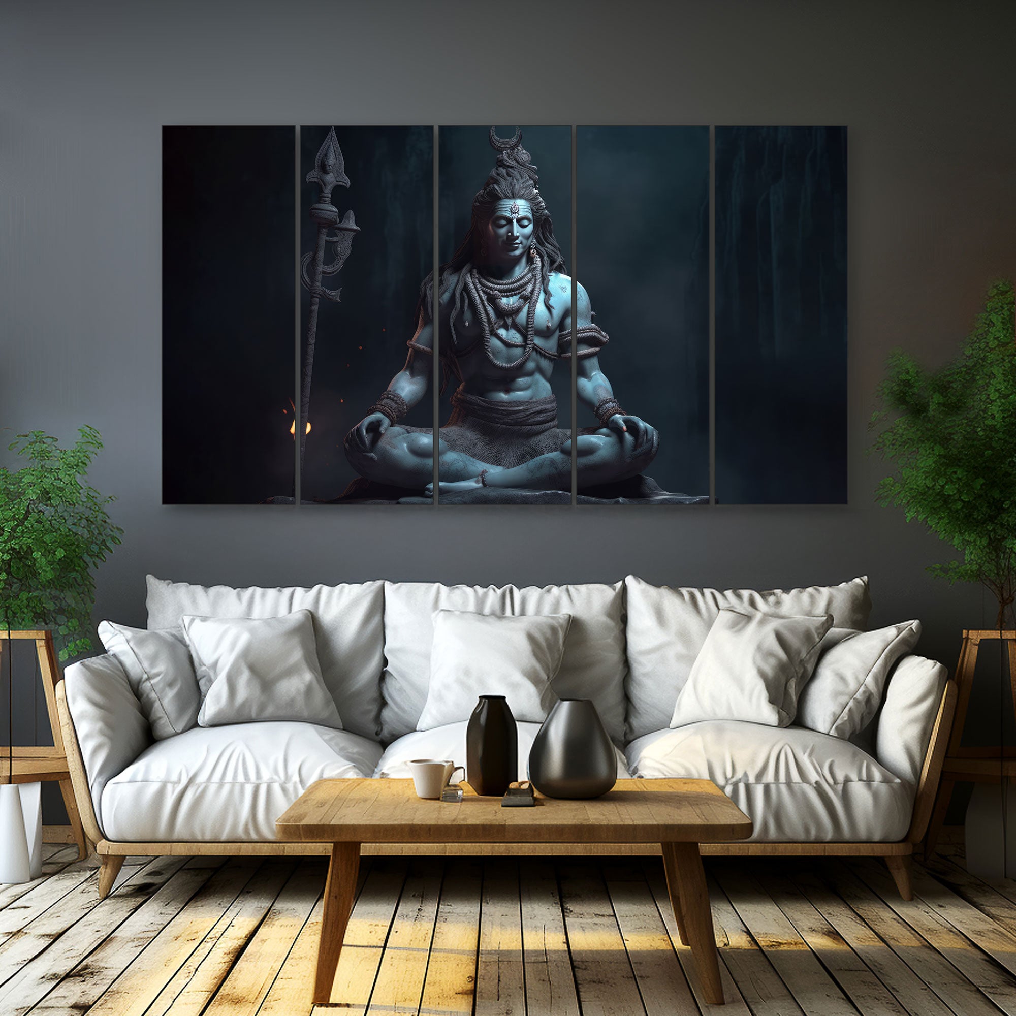 Lord Shiva Painting with frame Big Size Wall Art for living room,Bedroom,Drawing room,Hotels 27x48"