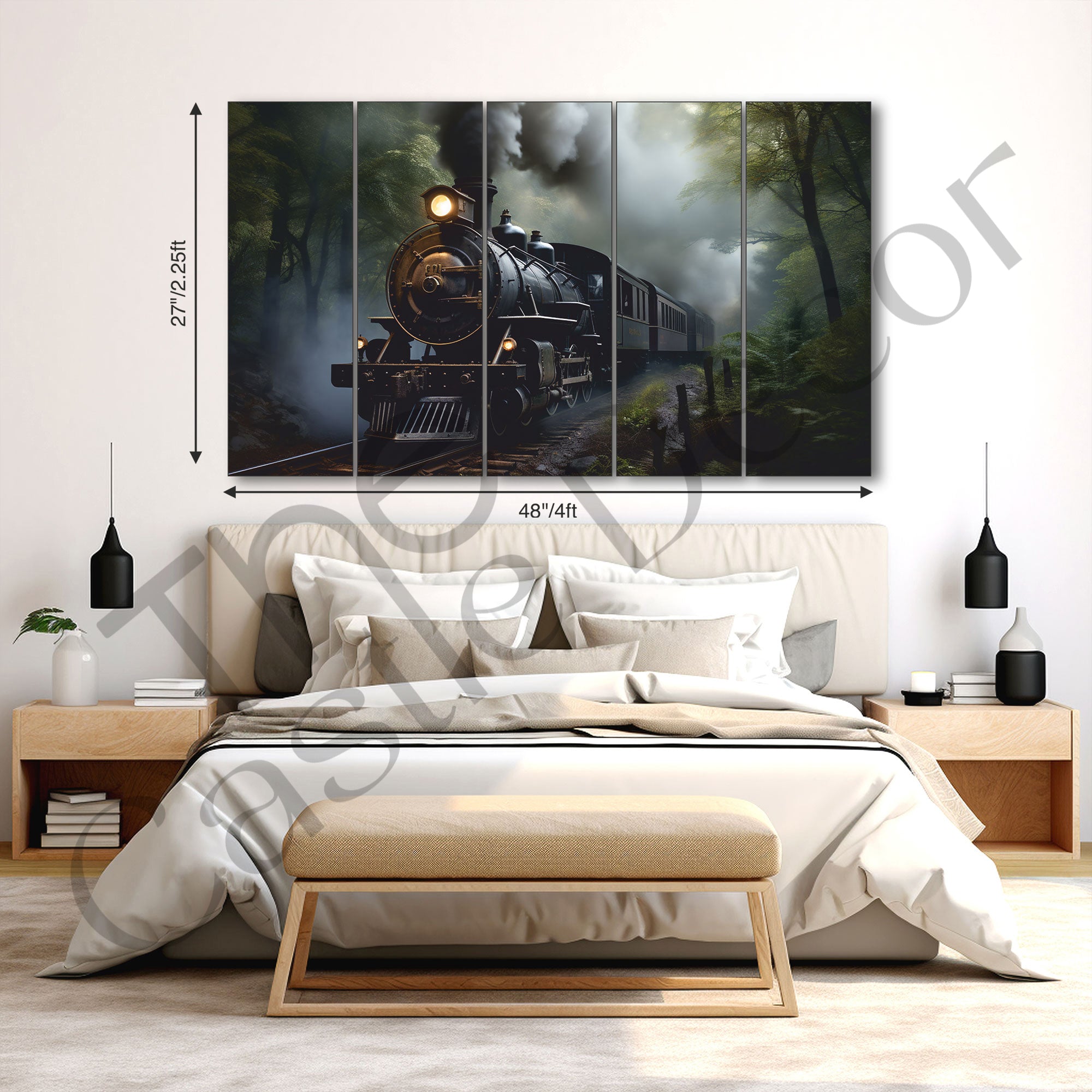 Train Painting with frame Big Size Wall Art for living room,Bedroom,Drawing room,Hotels