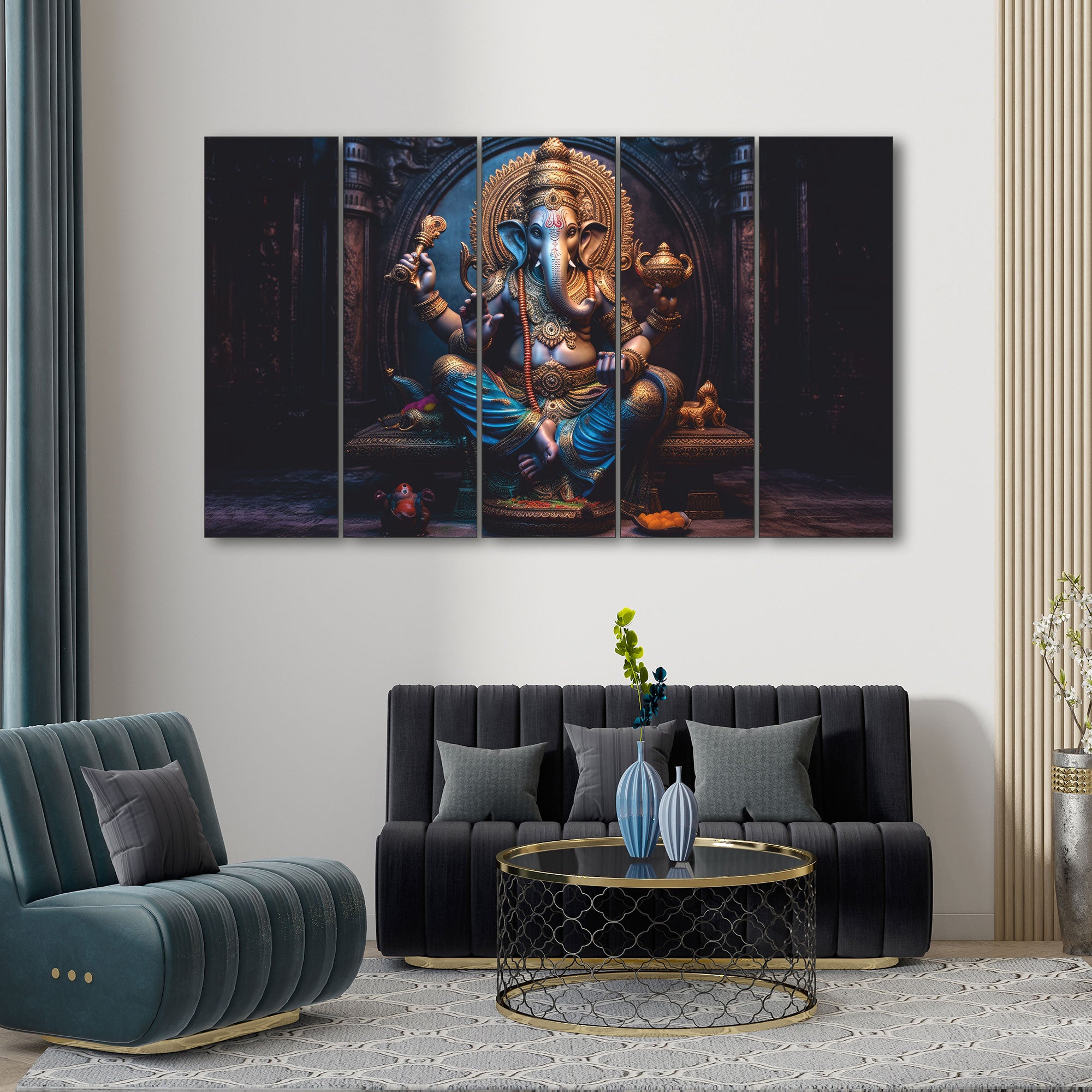 Ganesha Painting with frame Big Size Wall Art for living room,Bedroom,Drawing room,Hotels