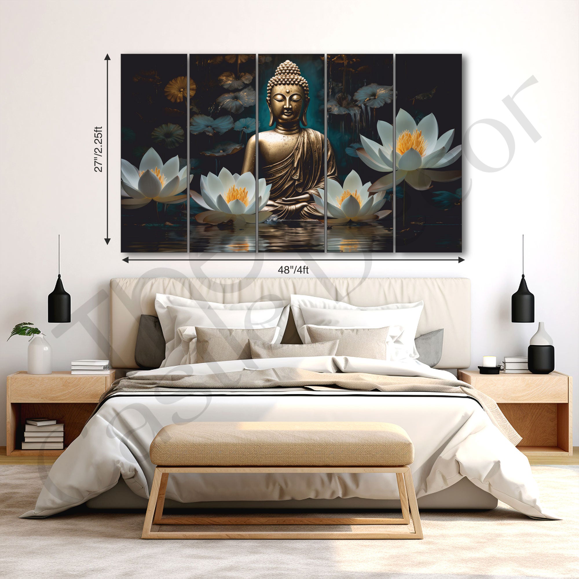 Lord Budha Painting with frame Big Size Wall Art for living room,Bedroom,Drawing room,Hotels