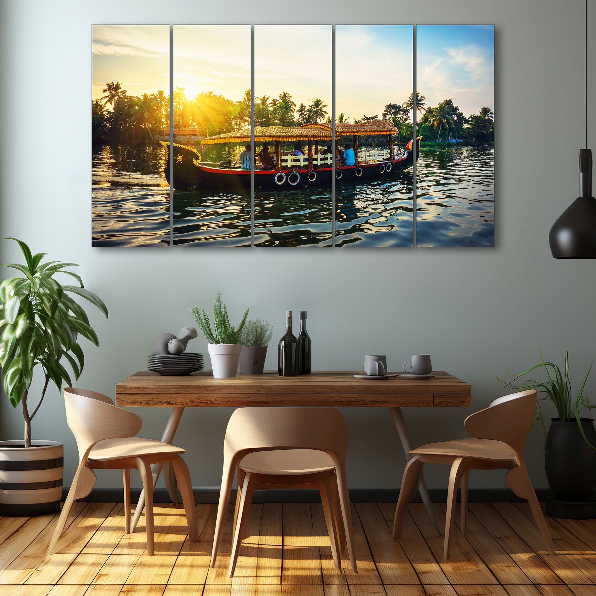 Kerala Boat Painting with frame Big Size Wall Art for living room,Bedroom,Drawing room,Hotels