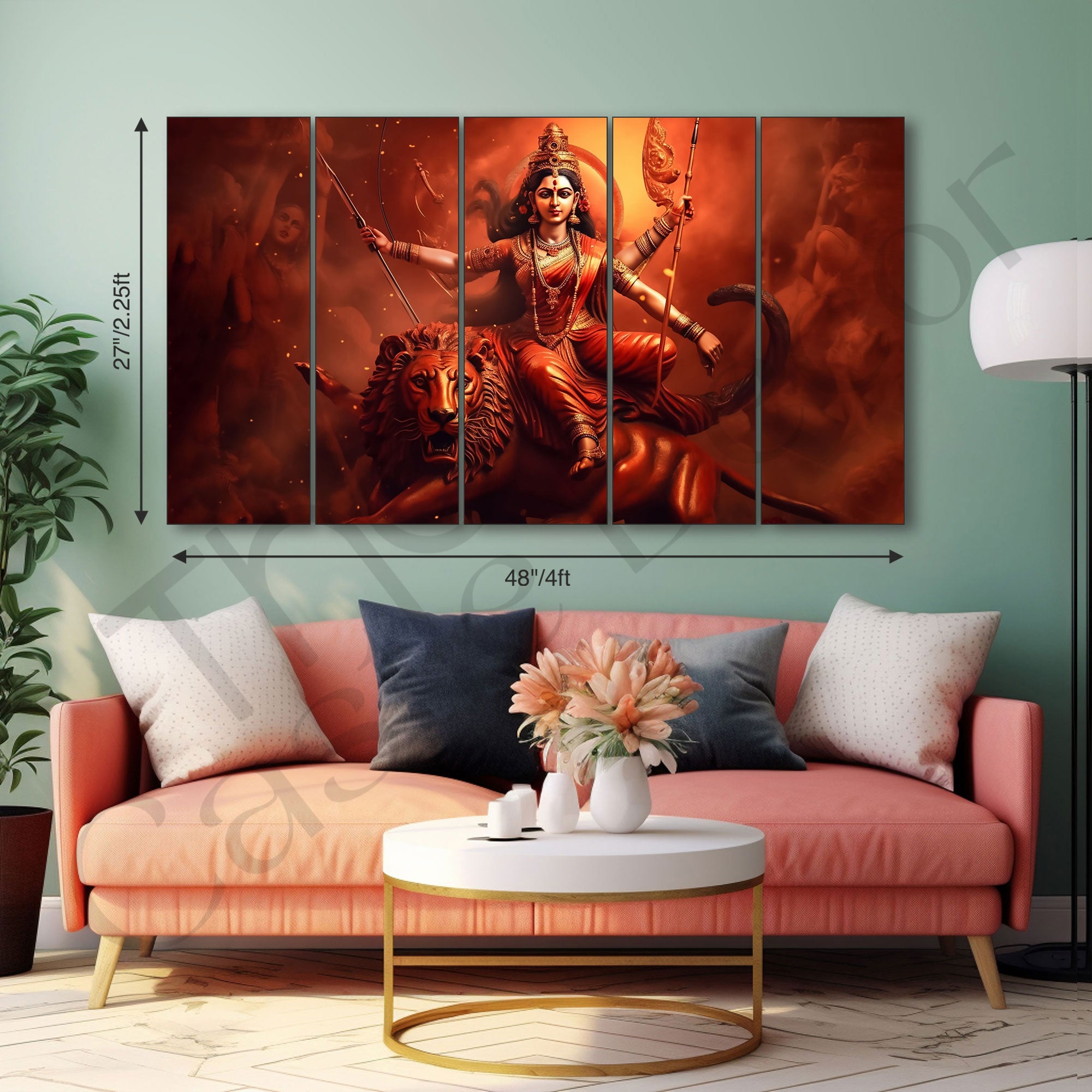 Jai Maa Durga Painting with frame Big Size Wall Art for living room,Bedroom,Drawing room,Hotels