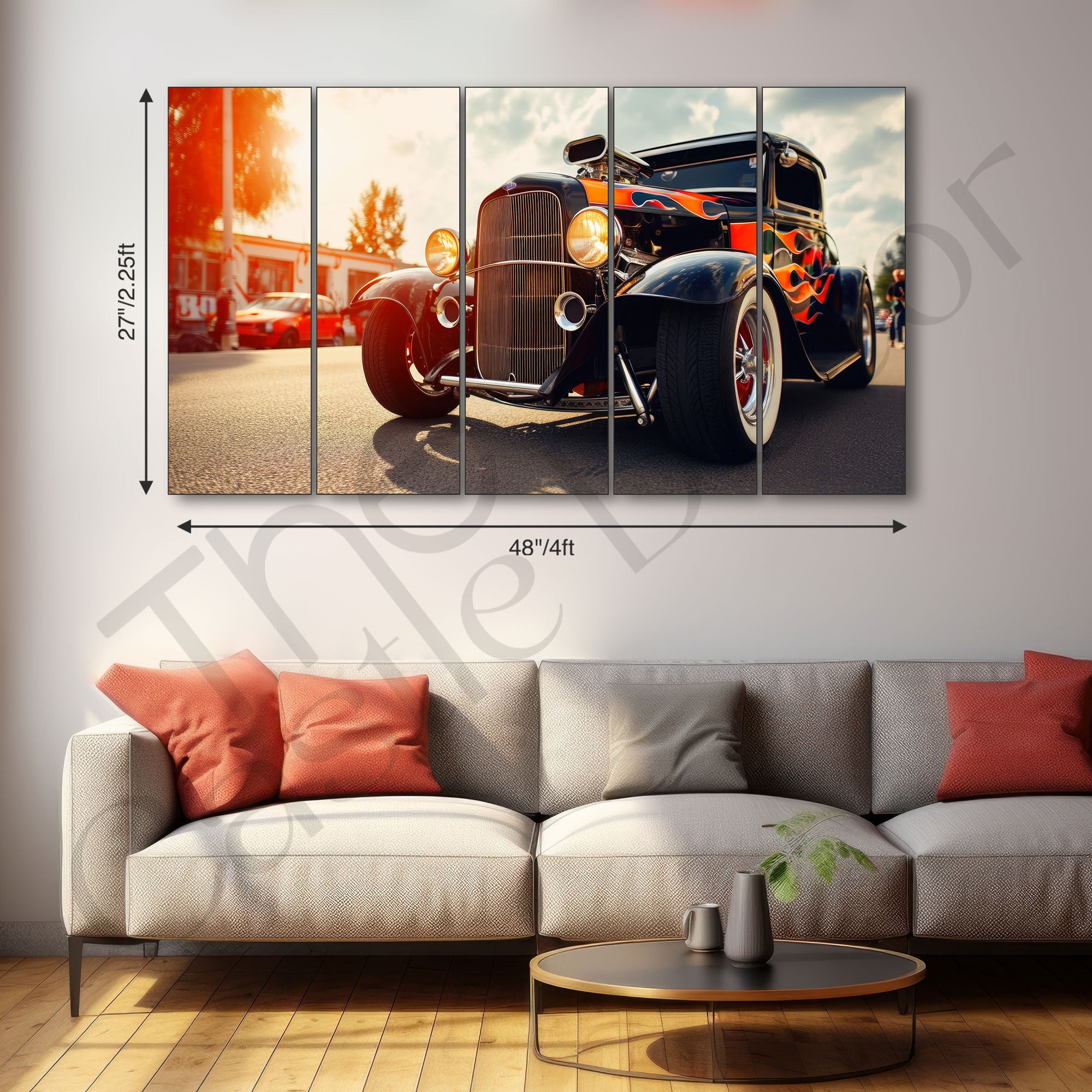 Vintage Car Painting with frame Big Size Wall Art for living room,Bedroom,Drawing room,Hotels