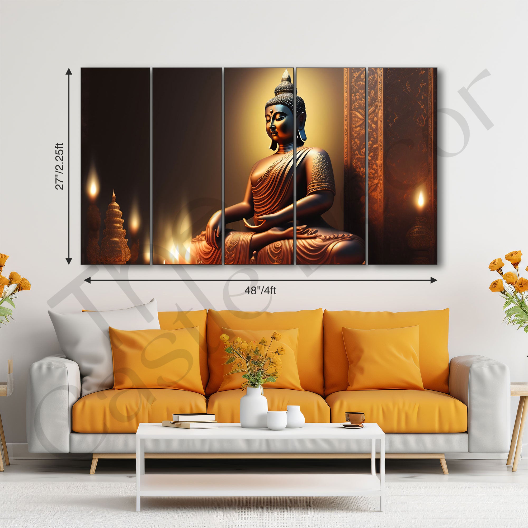 Lord Budha Painting with frame Big Size Wall Art for living room,Bedroom,Drawing room,Hotels