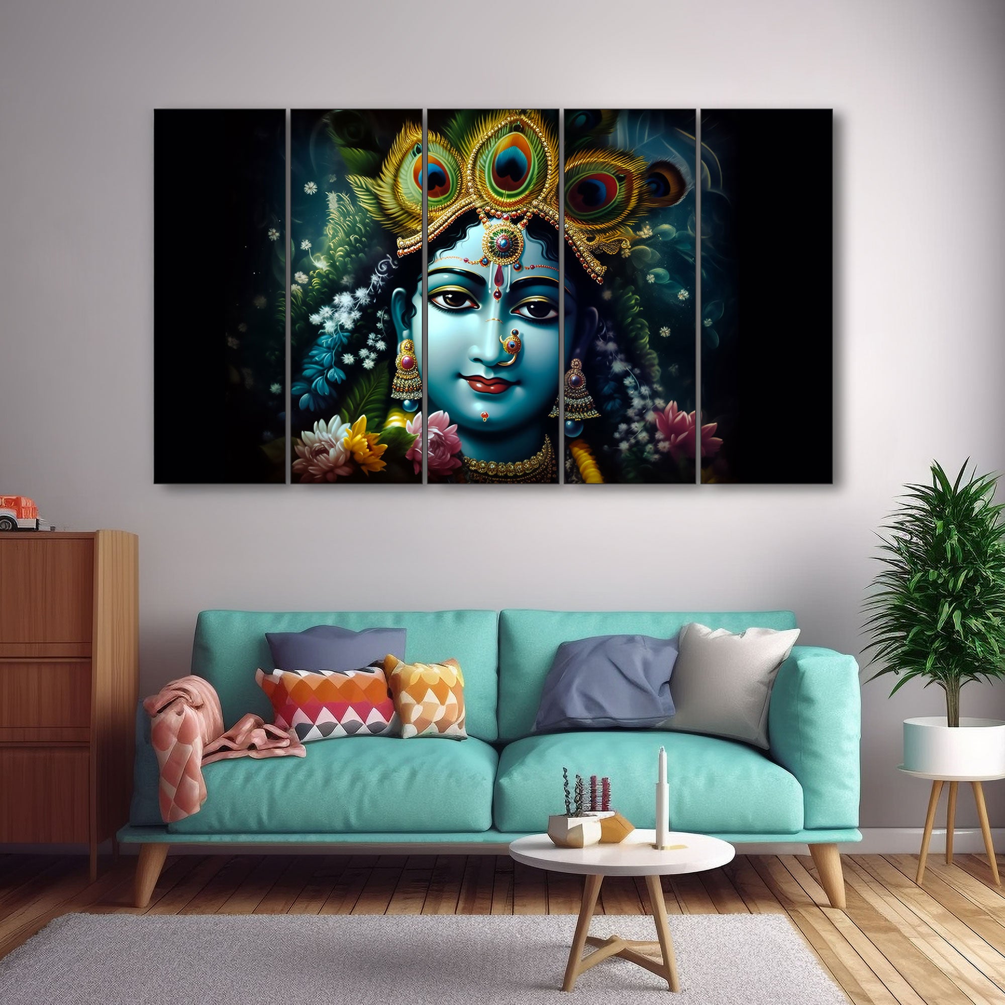 Krishna Ji Painting with frame Big Size Wall Art for living room,Bedroom,Drawing room,Hotels