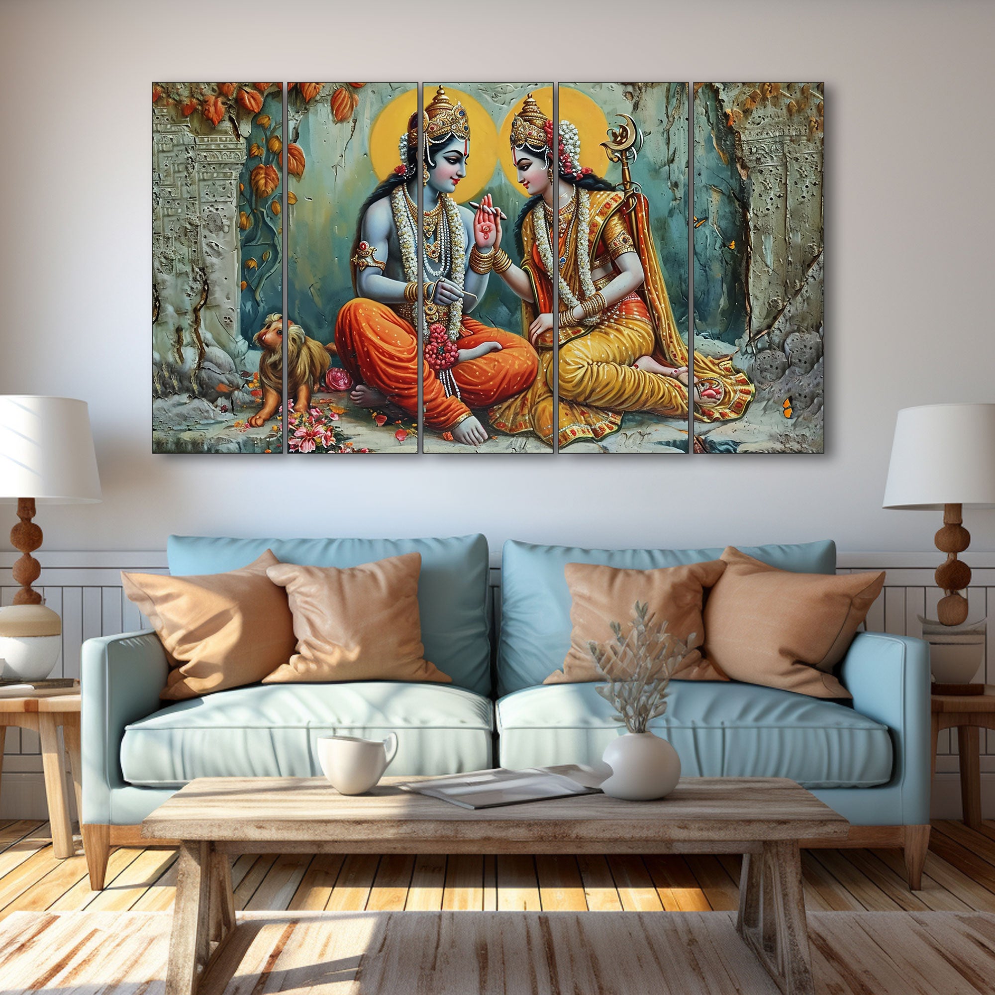 Radha Krishna Painting with frame Big Size Wall Art for living room,Bedroom,Drawing room,Hotels