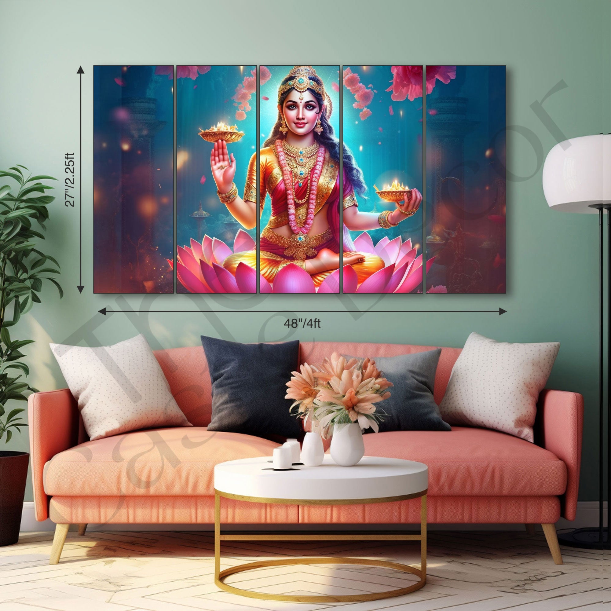 Goddess Laxmi ji Painting with frame Big Size Wall Art for living room,Bedroom,Drawing room,Hotels
