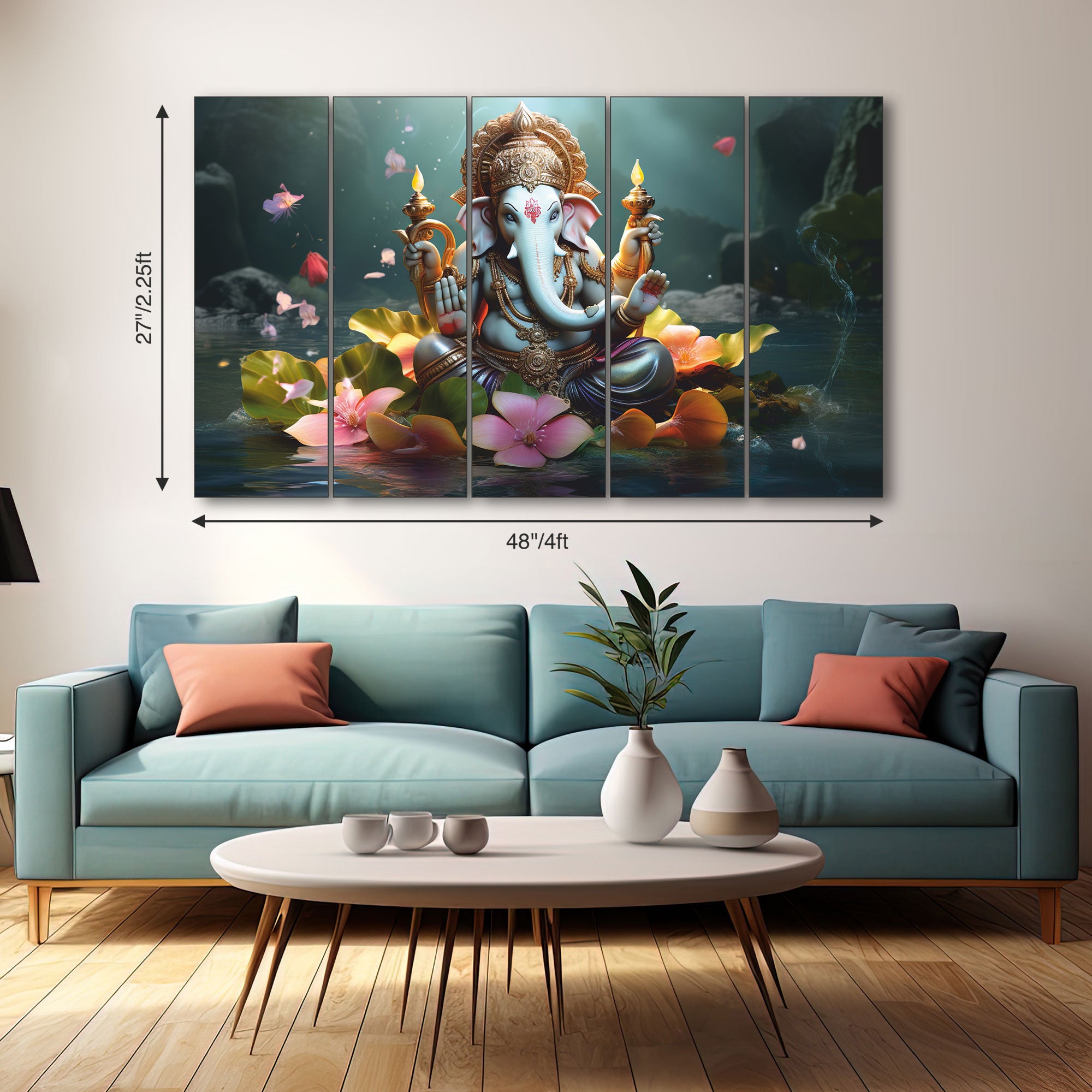 Ganesha Painting with frame Big Size Wall Art for living room,Bedroom,Drawing room,Hotels