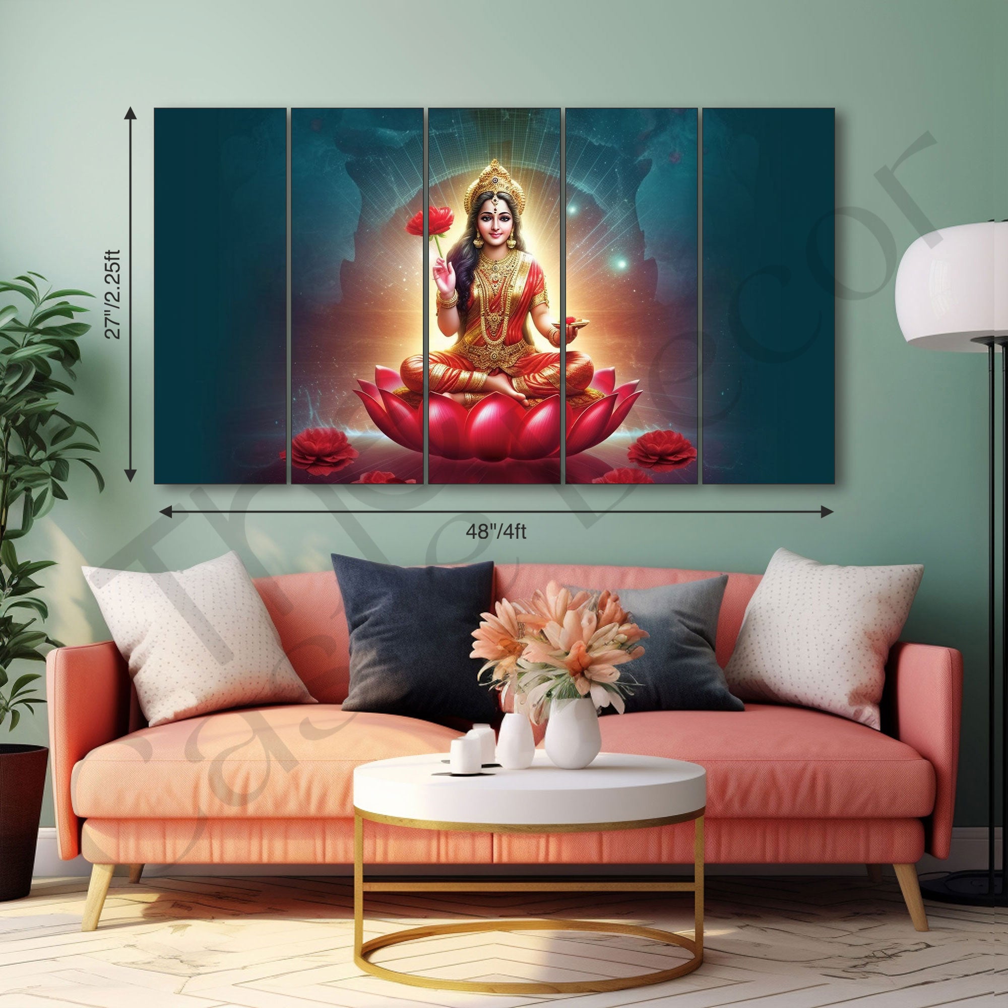 Goddess Laxmi ji Painting with frame Big Size Wall Art for living room,Bedroom,Drawing room,Hotels