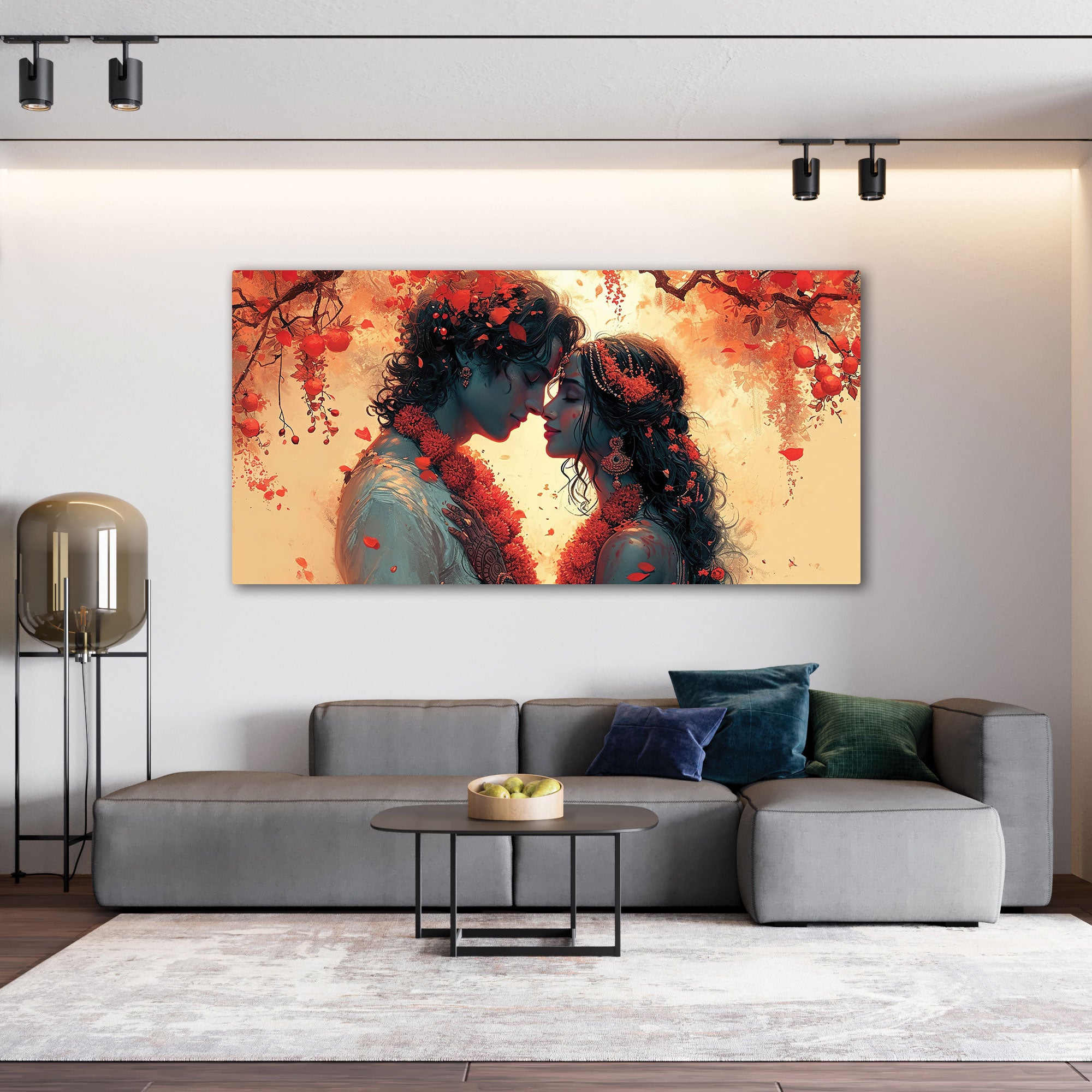 Radha krishana love Canvas painting with frame Big Size Wall Art for living room,Bedroom,Drawing room,Hotels