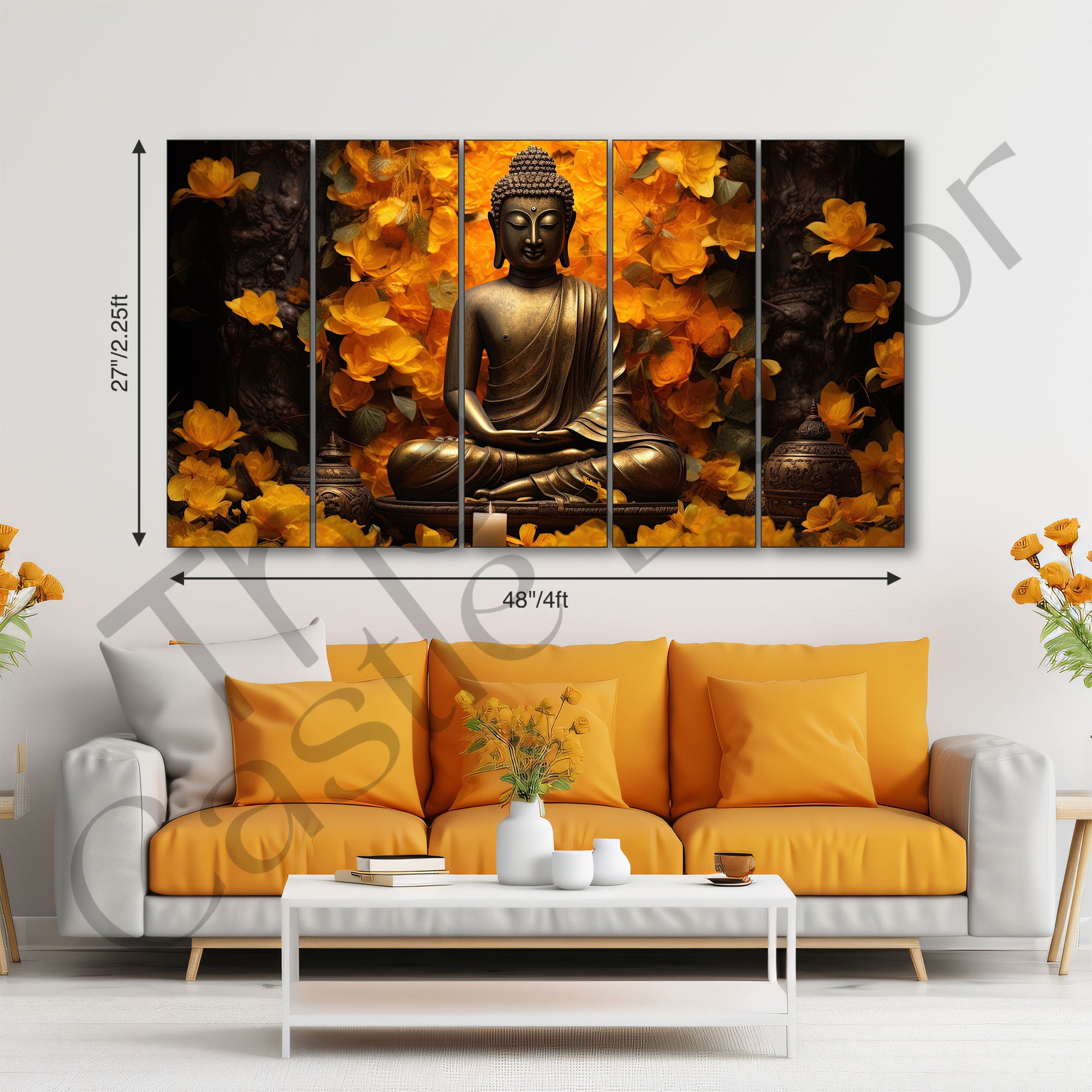 Lord Budha Painting with frame Big Size Wall Art for living room,Bedroom,Drawing room,Hotels