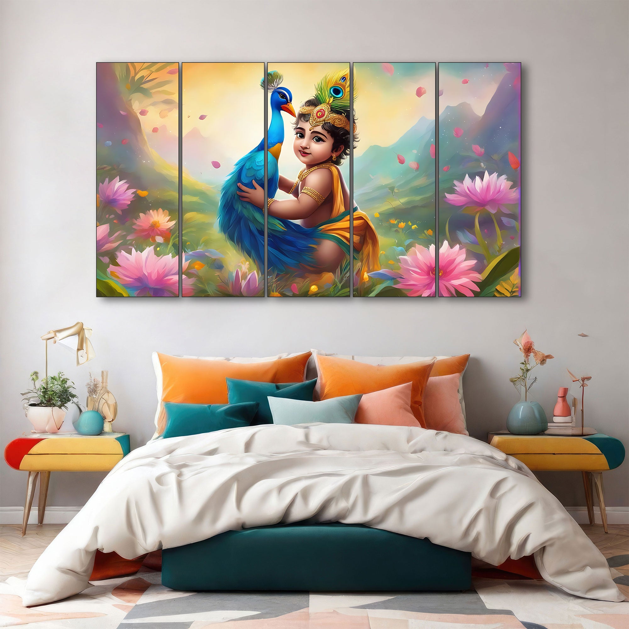 Bal Gopal Painting with frame Big Size Wall Art for living room,Bedroom,Drawing room,Hotels