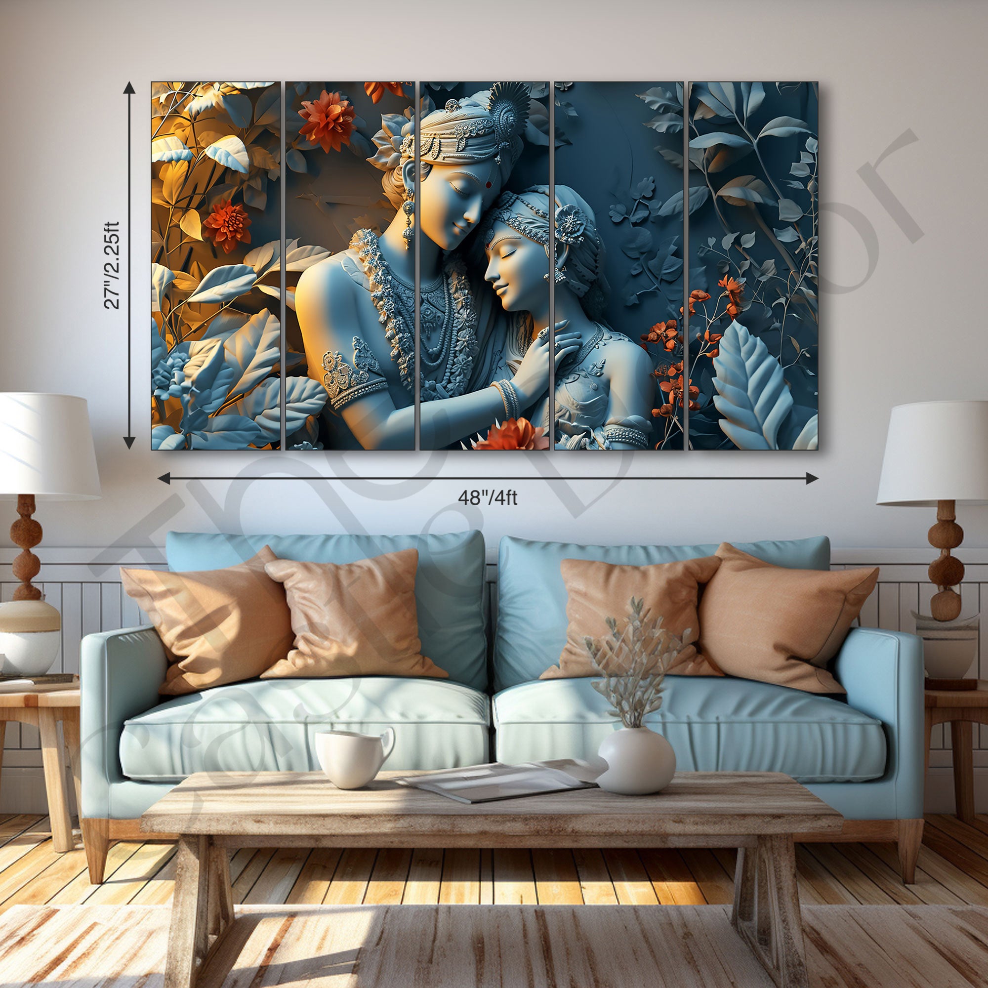 Radha Krishan Painting with frame Big Size Wall Art for living room,Bedroom,Drawing room,Hotels