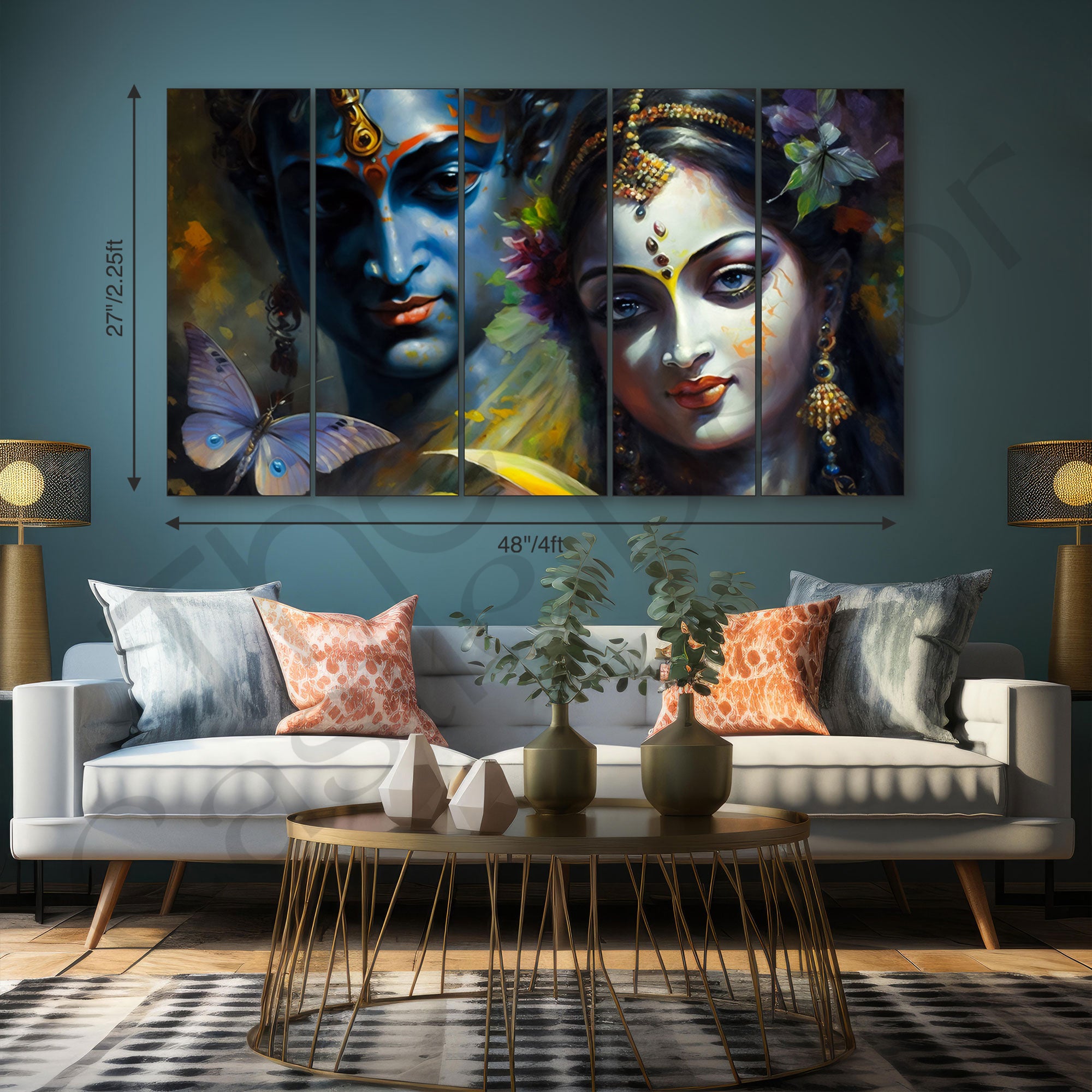 Radha Krishna Painting with frame Big Size Wall Art for living room,Bedroom,Drawing room,Hotels