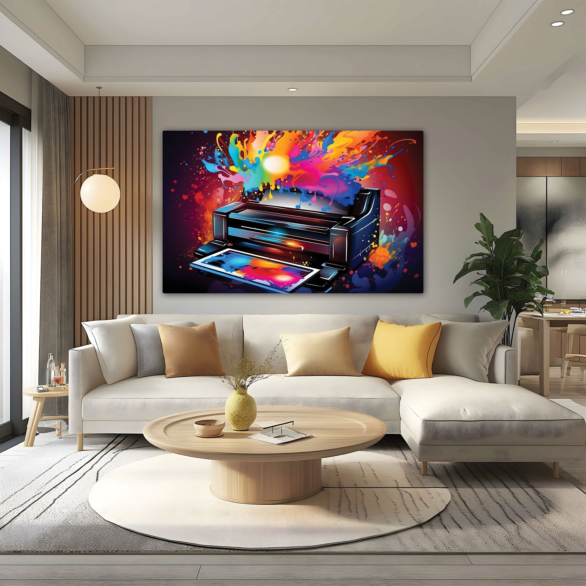 Printer Abstract Canvas painting with frame Big Size Wall Art for living room,Bedroom,Drawing room,Hotels