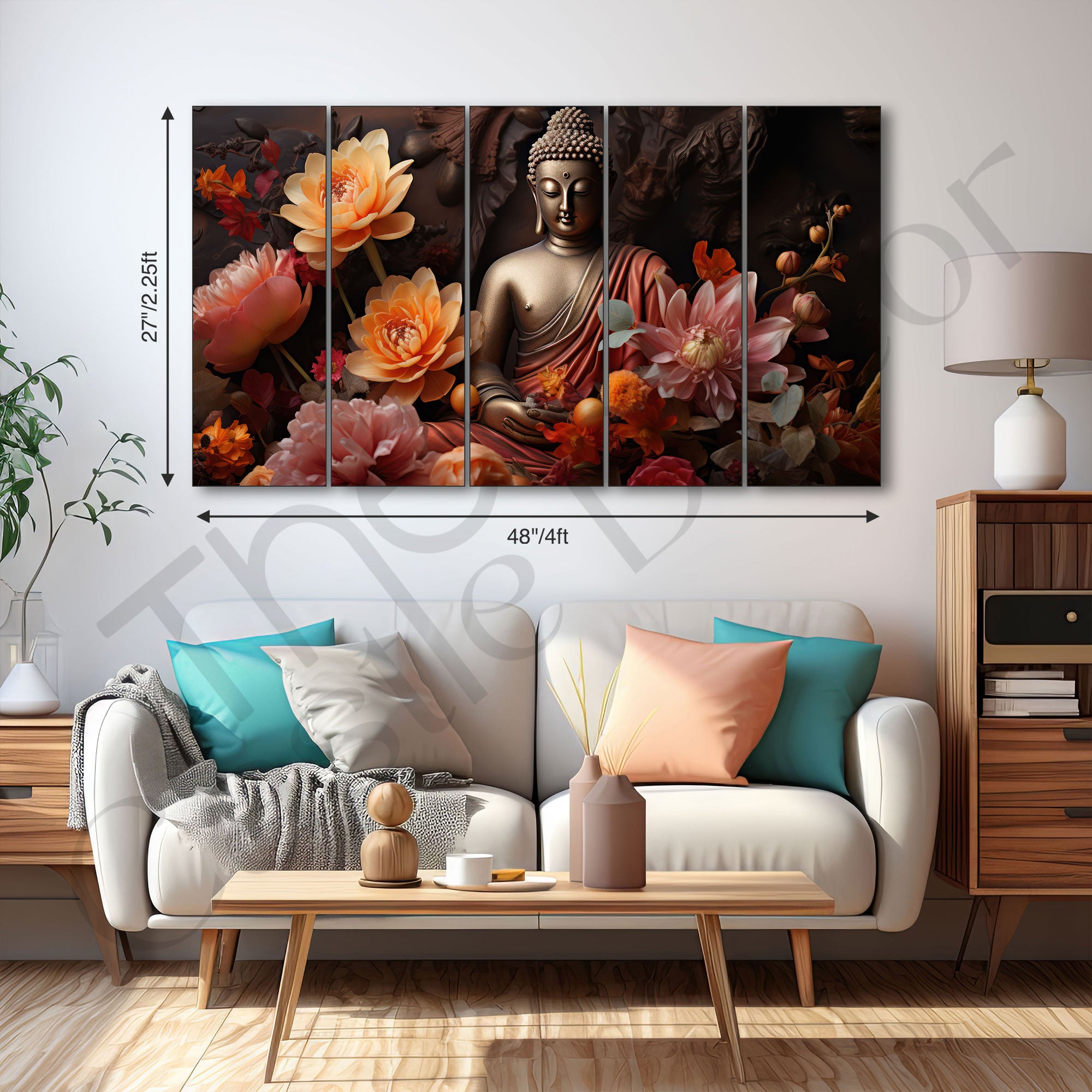 Lord Budha Painting with frame Big Size Wall Art for living room,Bedroom,Drawing room,Hotels