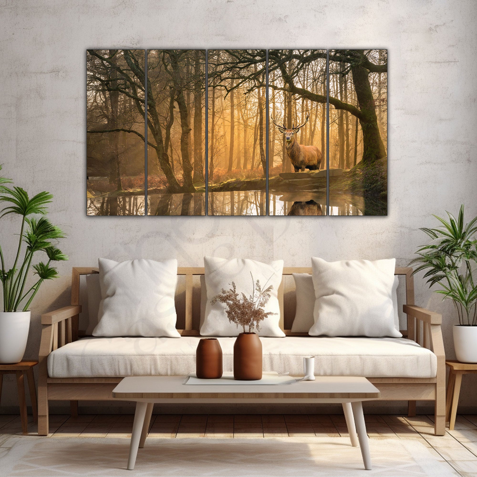 Vaastu Golden Deer Painting with frame Big Size Wall Art for living room,Bedroom,Drawing room,Hotels