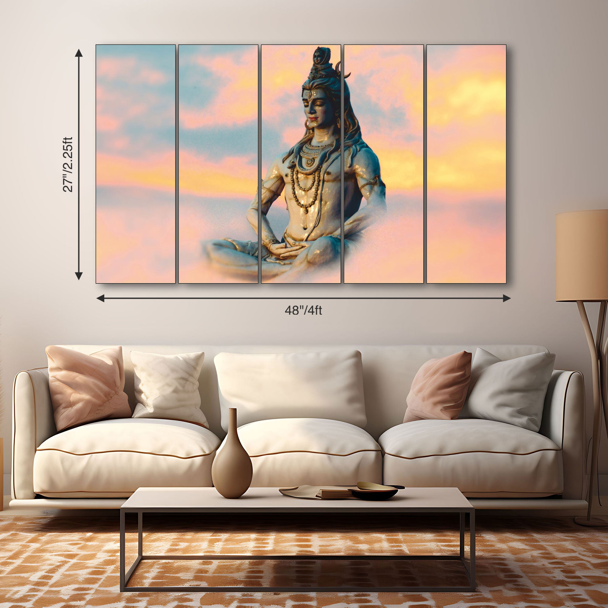 Lord Shiva Painting with frame Big Size Wall Art for living room,Bedroom,Drawing room,Hotels