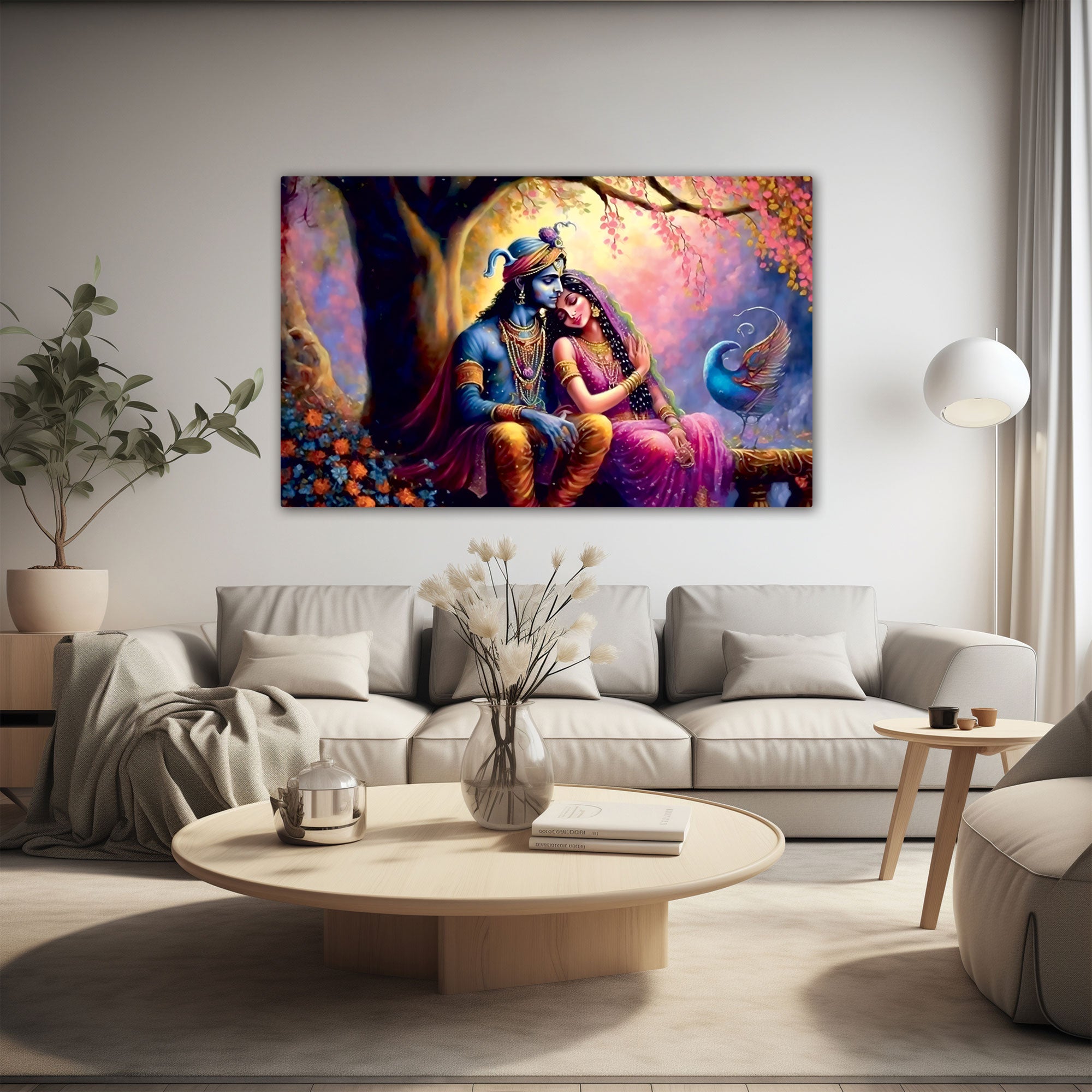 Radha krishna Canvas painting Big Size Wall Art for living room,Bedroom,Drawing room,Hotels