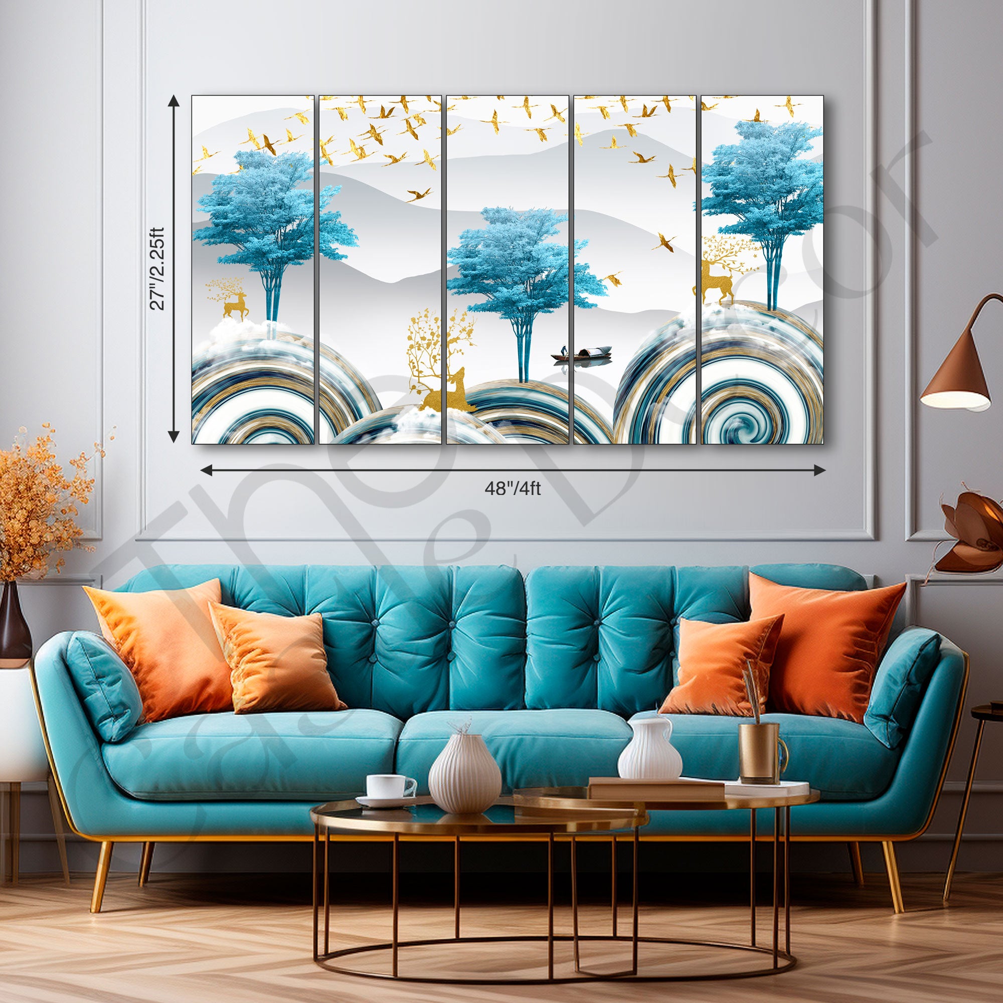Golden Deer Painting with frame Big Size Wall Art for living room,Bedroom,Drawing room,Hotels