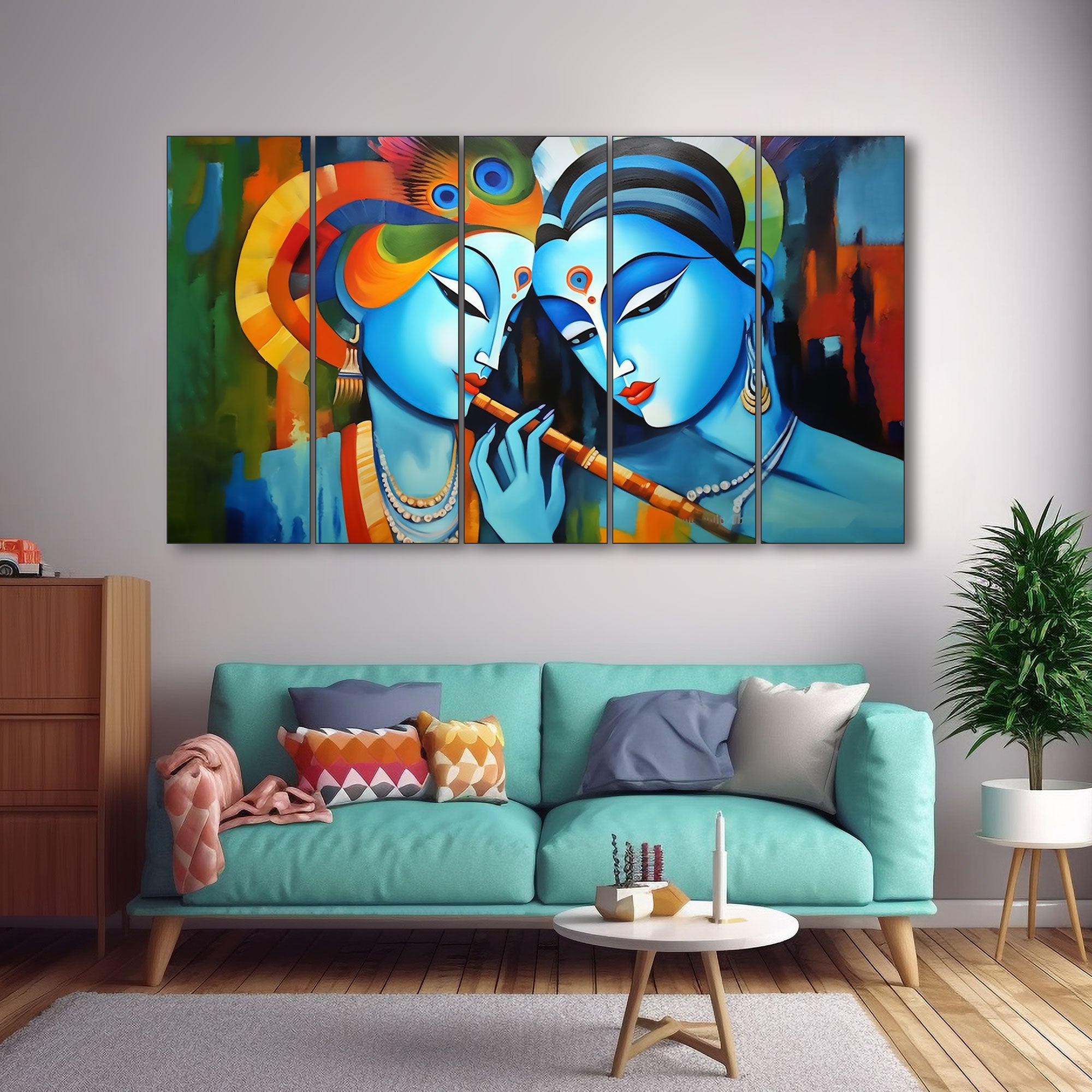 Radha Krishna Painting with frame Big Size Wall Art for living room,Bedroom,Drawing room,Hotels
