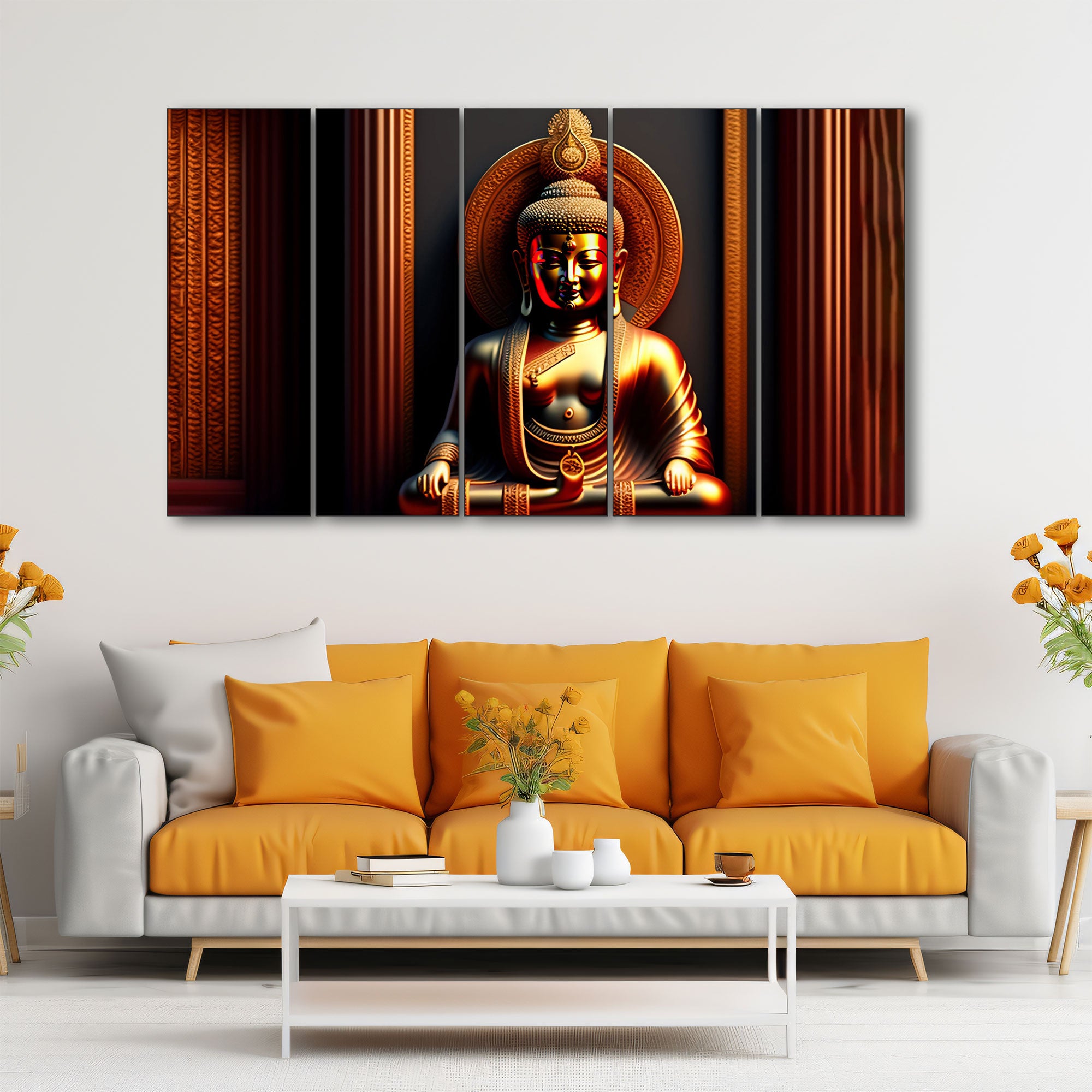 Lord Budha Painting with frame Big Size Wall Art for living room,Bedroom,Drawing room,Hotels