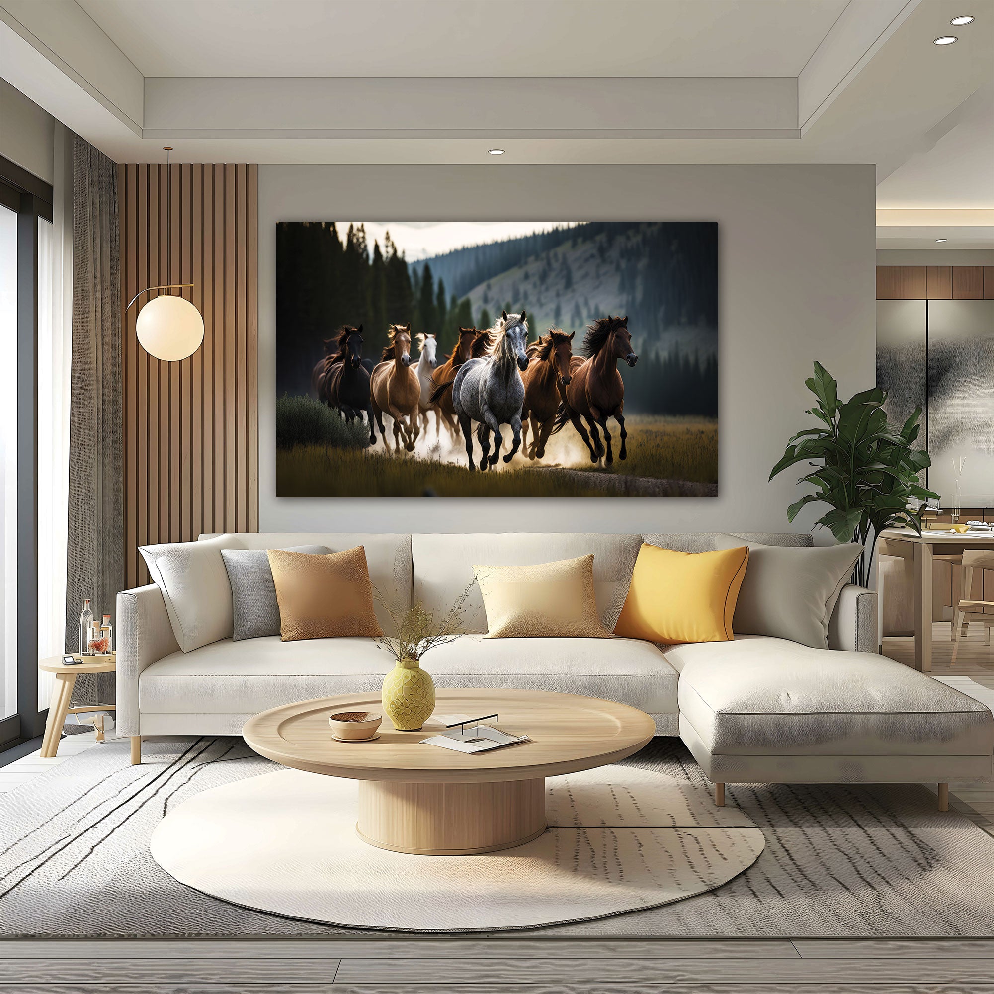 Vaastu running horses Canvas painting Big Size Wall Art for living room,Bedroom,Drawing room,Hotels