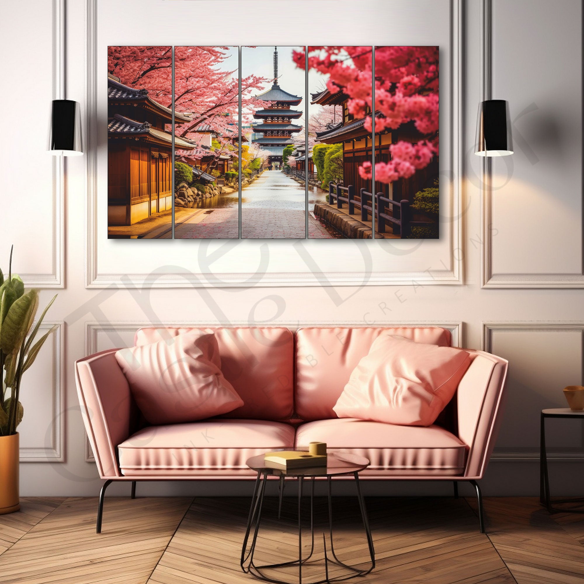 Japanese Street Painting Set of 5 for Home Decoration