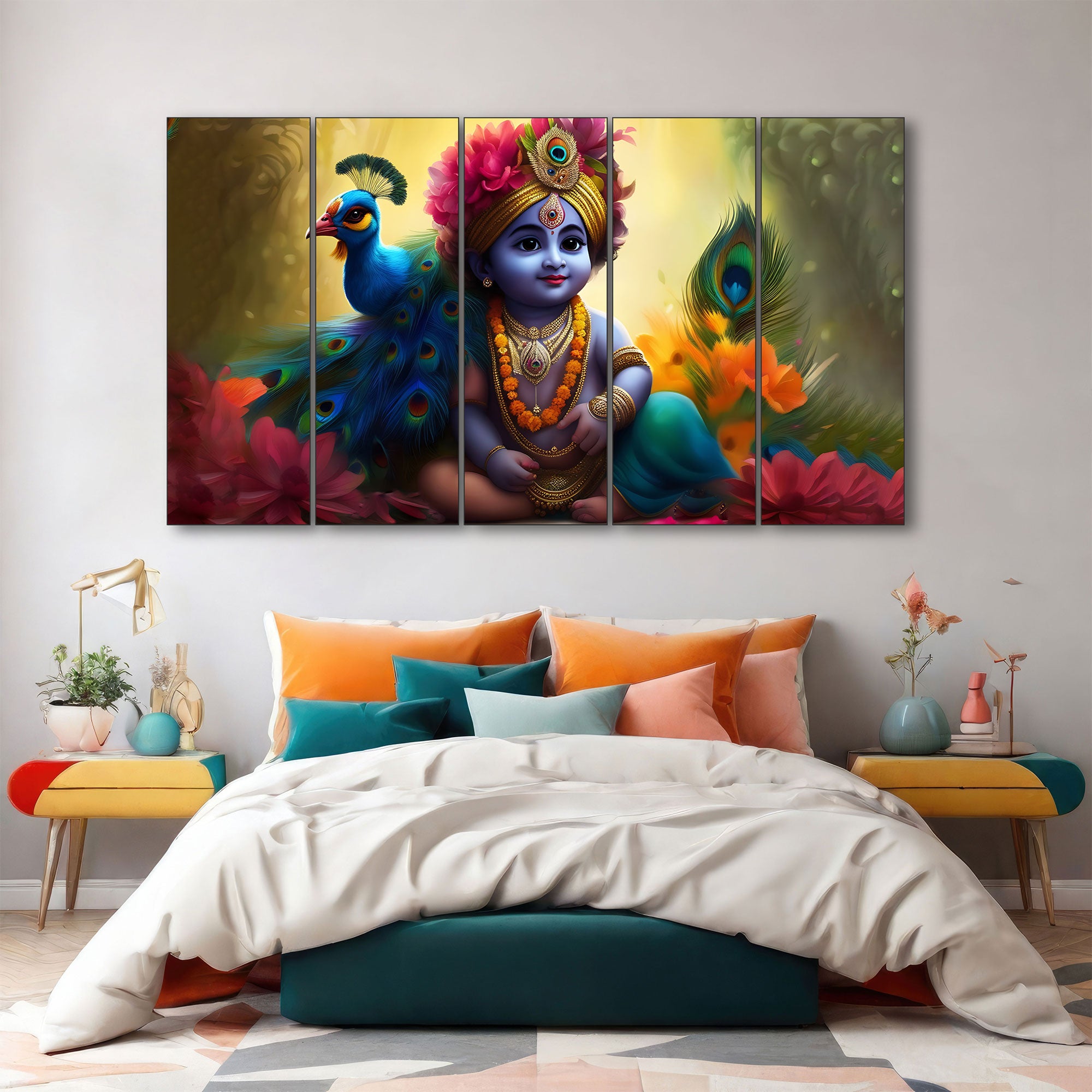 Bal Gopal Painting with frame Big Size Wall Art for living room,Bedroom,Drawing room,Hotels