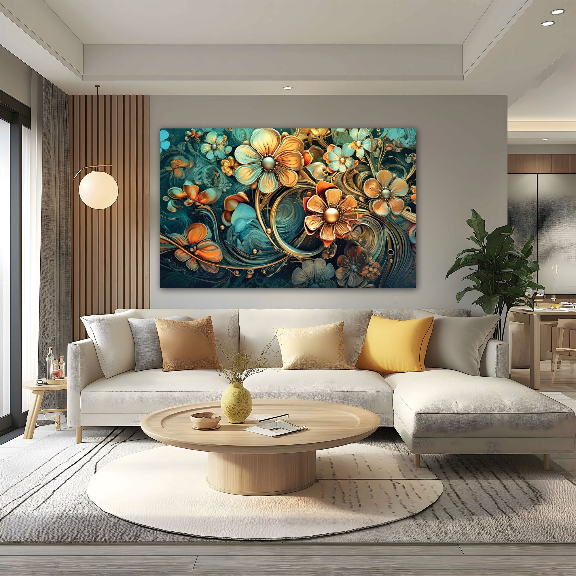 Multi colour flower Canvas painting with frame Big Size Wall Art for living room,Bedroom,Drawing room,Hotels