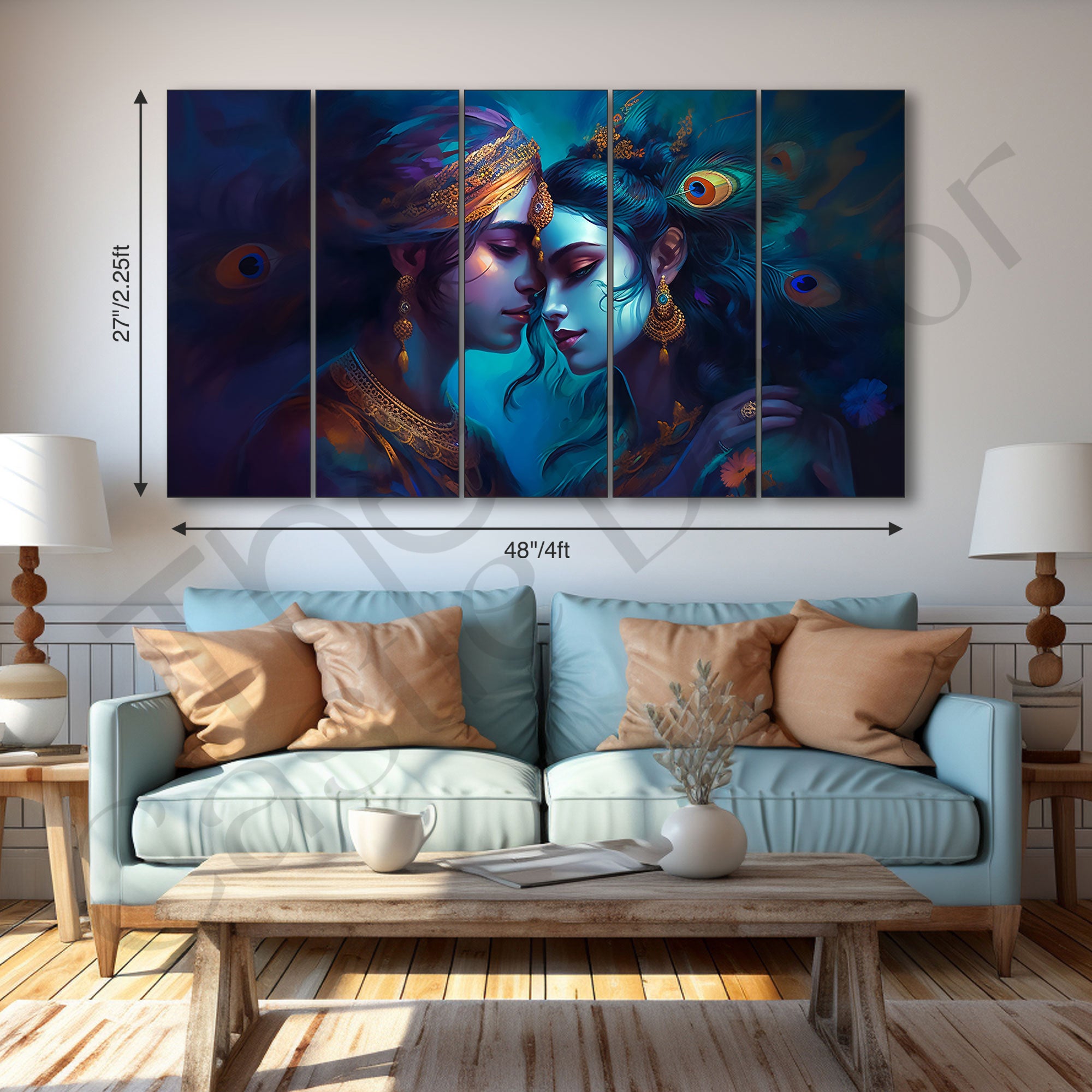 Radha Krishna Painting with frame Big Size Wall Art for living room,Bedroom,Drawing room,Hotels