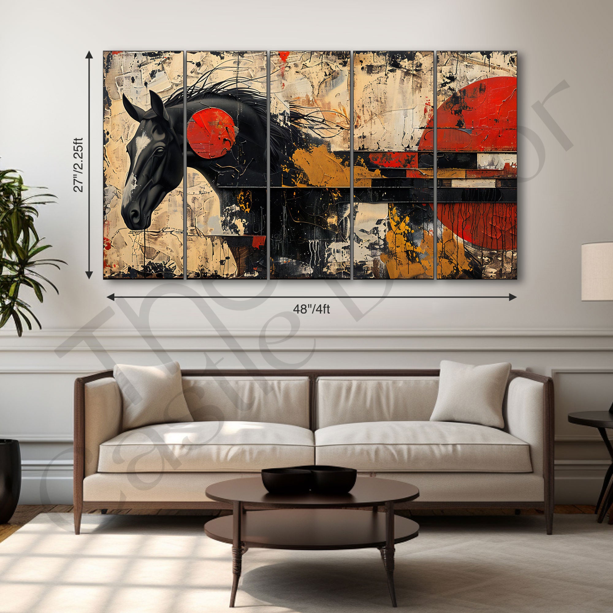 Modern Horses Painting with frame Big Size Wall Art for living room,Bedroom,Drawing room,Hotels