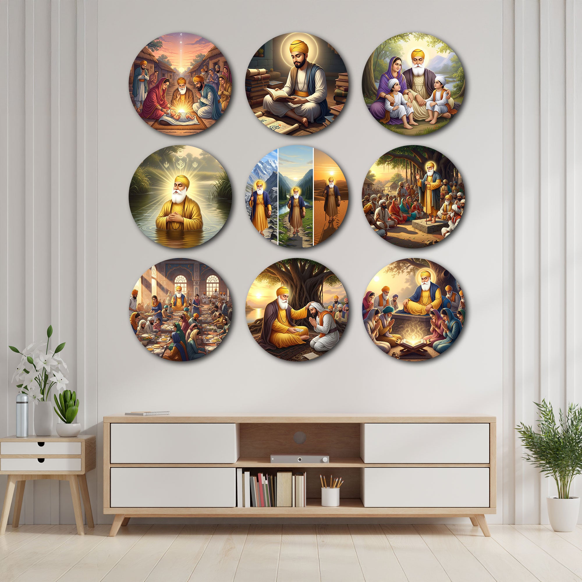 The Eternal Grace Guru Nanak Dev Ji Wall Plates Set of 9