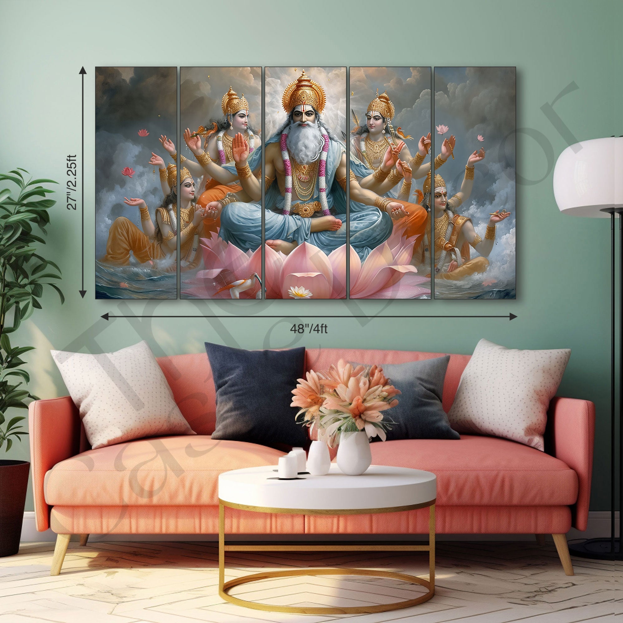Brahma ji Painting with frame Big Size Wall Art for living room,Bedroom,Drawing room,Hotels