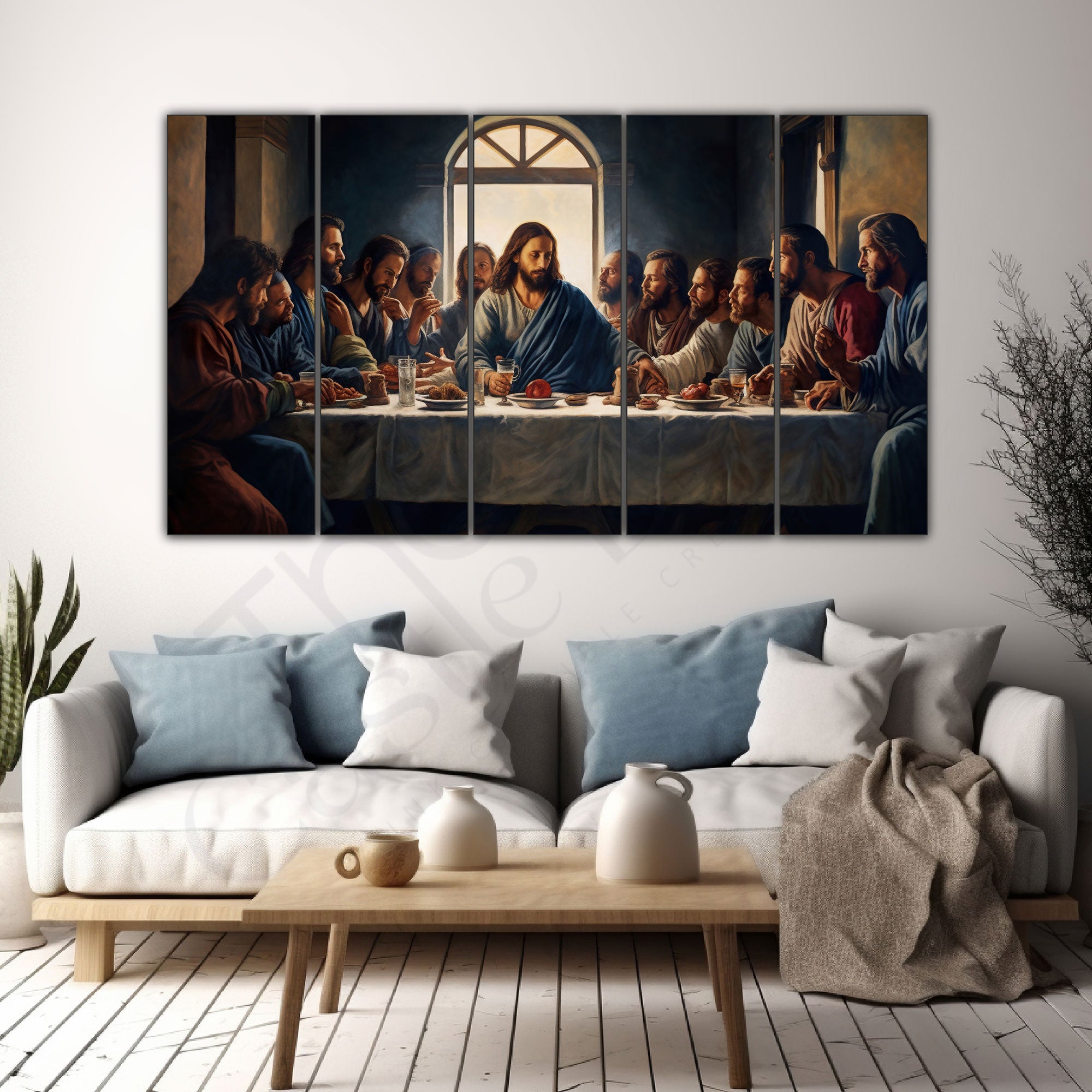 Jesus Christ Supper Meal Art Painting Set of 5 for Home Decoration