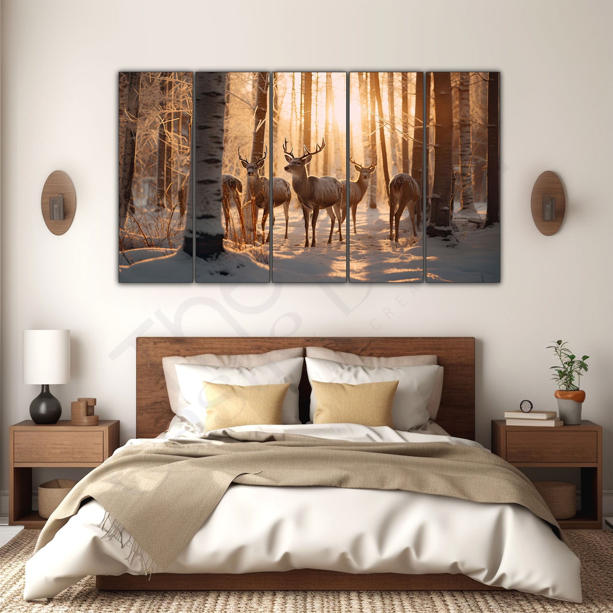 Vaastu Golden Deer Painting with frame Big Size Wall Art for living room,Bedroom,Drawing room,Hotels