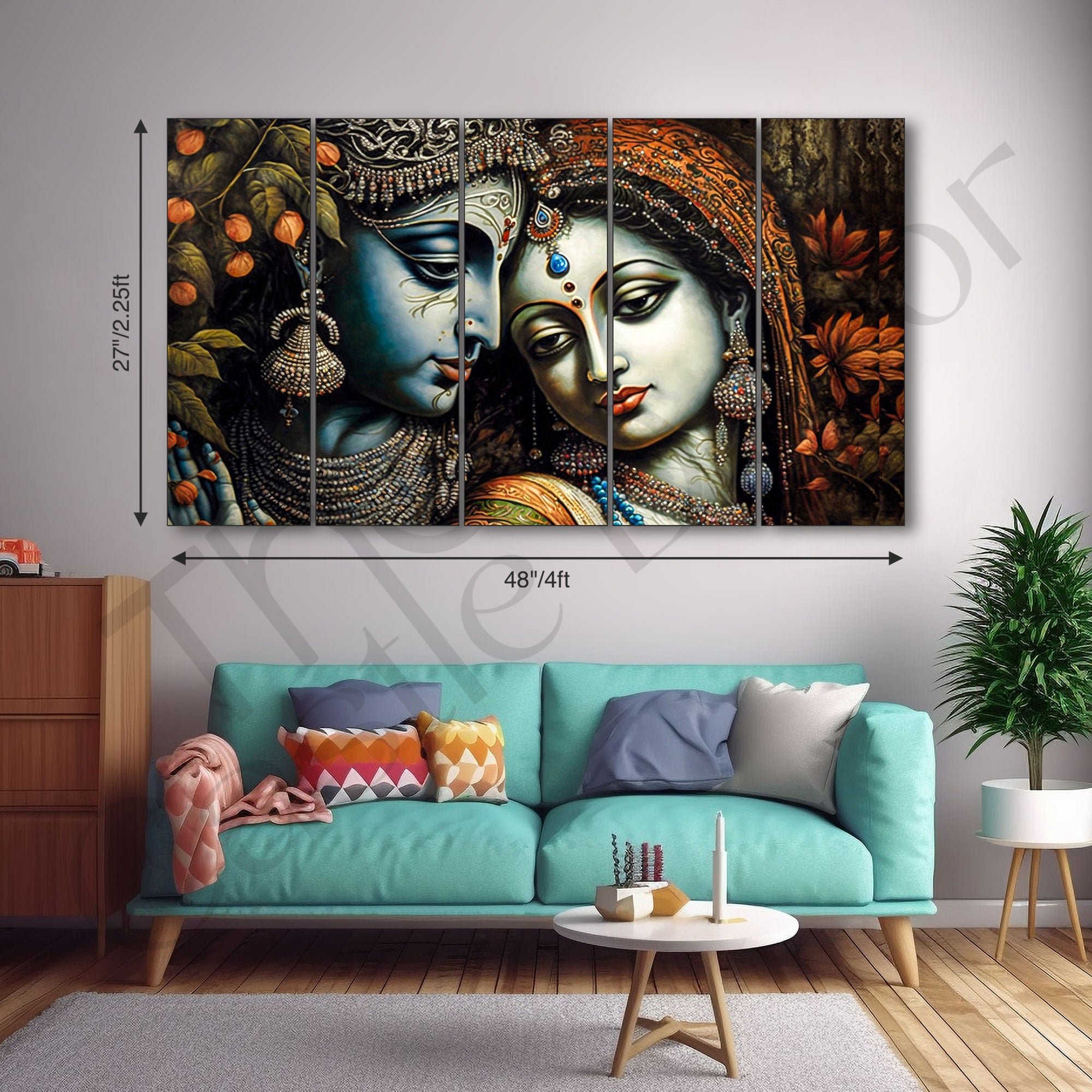 Radha Krishna Painting with frame Big Size Wall Art for living room,Bedroom,Drawing room,Hotels