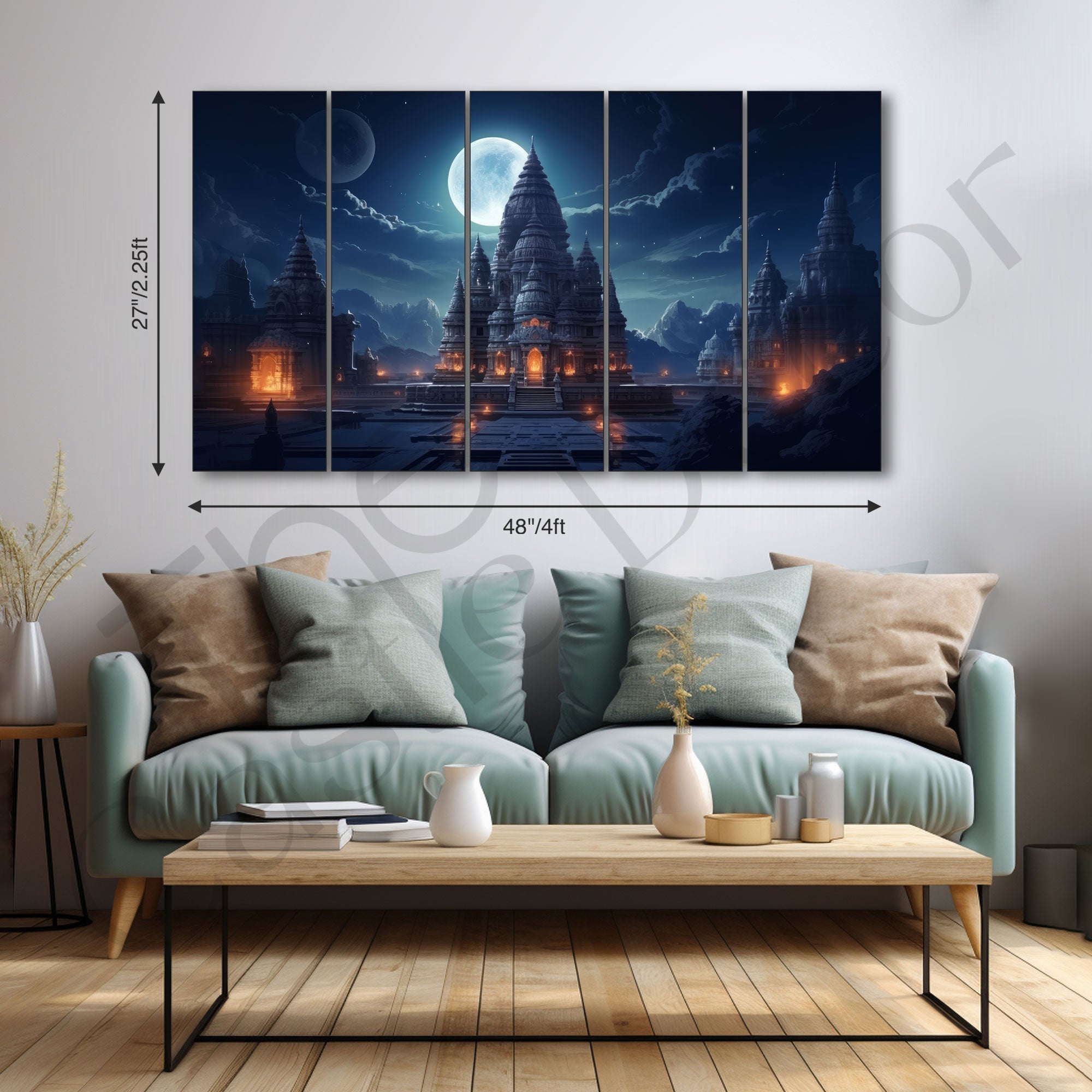Ram Mandir Painting with frame Big Size Wall Art for living room,Bedroom,Drawing room,Hotels