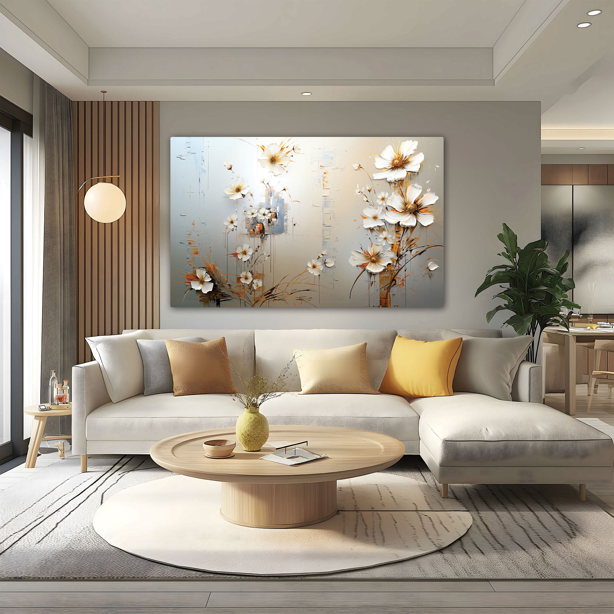 Multi flowersAbstract Canvas painting with frame Big Size Wall Art for living room,Bedroom,Drawing room,Hotels