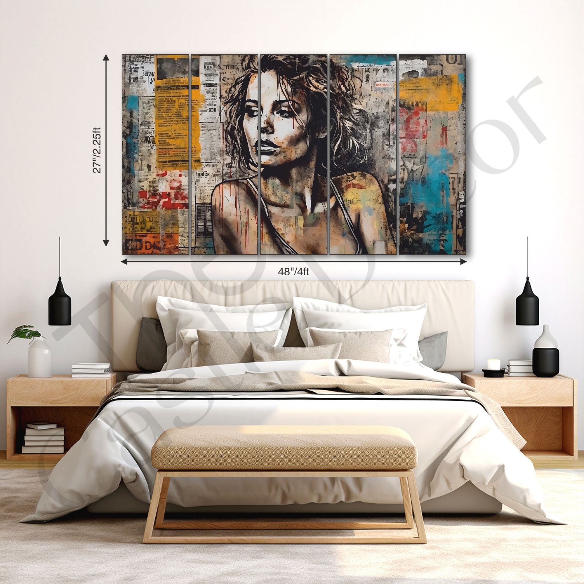 Woman Abstract Painting with frame Big Size Wall Art for living room,Bedroom,Drawing room,Hotels