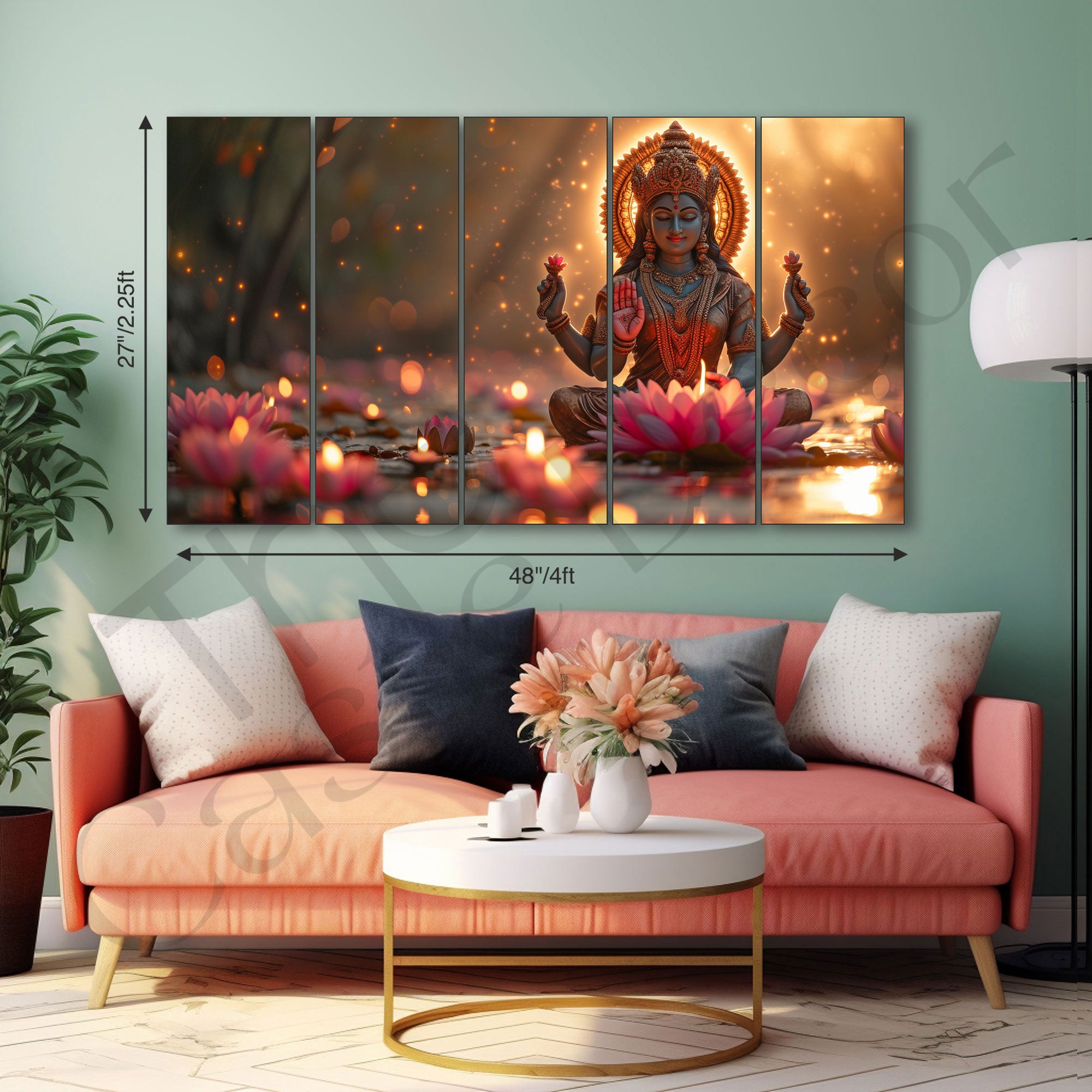 Goddess Laxmi ji Painting with frame Big Size Wall Art for living room,Bedroom,Drawing room,Hotels